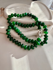 Hand Knotted natural Green Jade Necklace