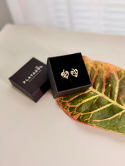 Sterling Silver 14K Gold Plated Multicolor Zirconia Heart Stud Earrings