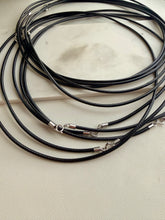 Black Waxed Leather Cord Necklace Sterling Silver 925