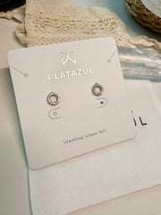 Sterling Silver 925 CZ Circle Stud Earrings
