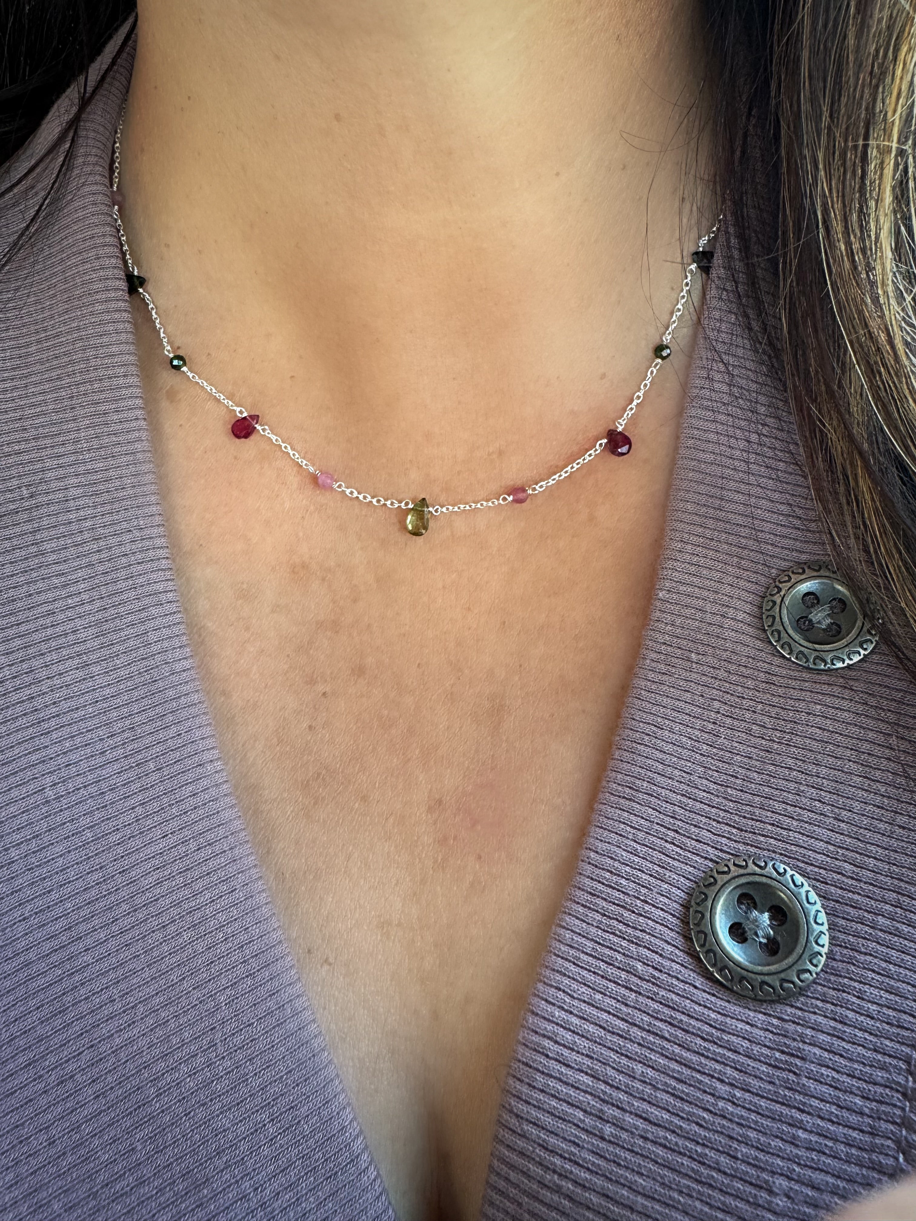 Silver Tourmaline Necklace | Handmade Julia Necklace | Platazul