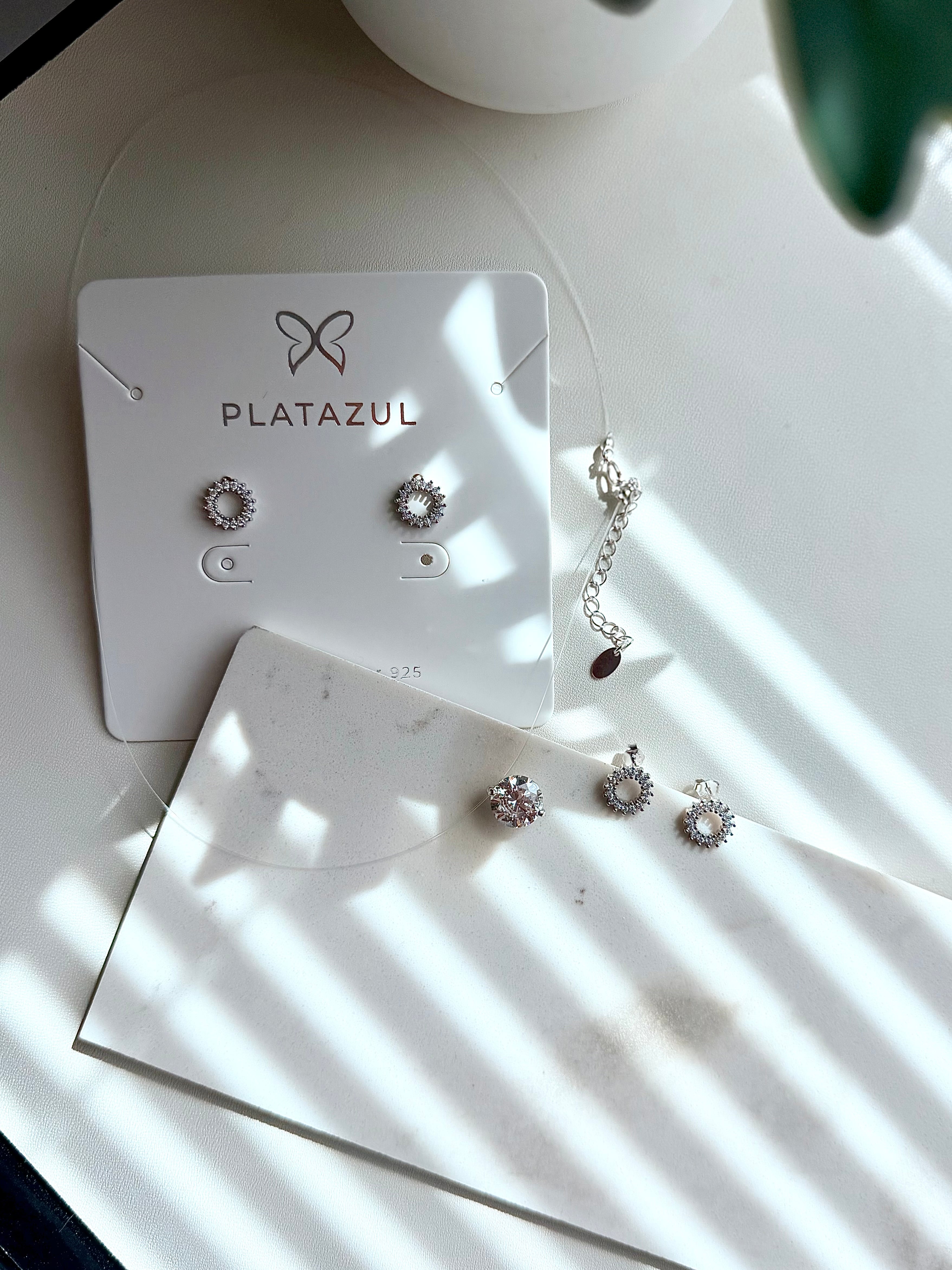 Sterling Silver 925 CZ Circle Stud Earrings