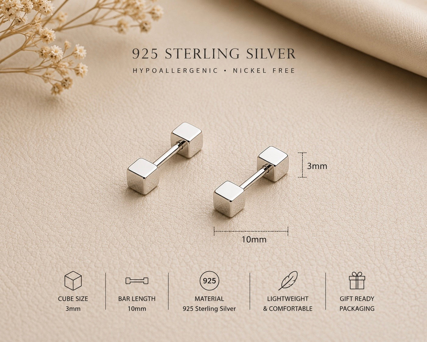 Cube Stud Earrings set