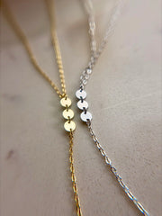 Sterling Silver 925 Mirror Disc Lariat Necklace