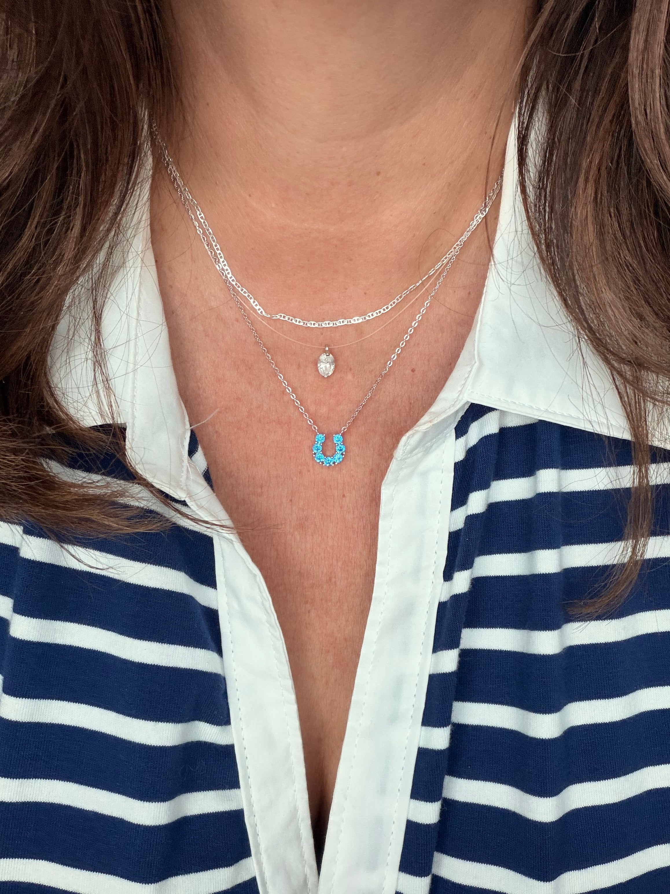 Lis Blue Horseshoe Necklace