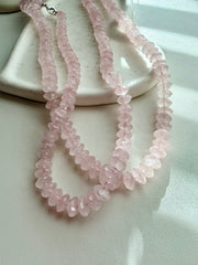 Natural Rose Quartz German Cut Necklace