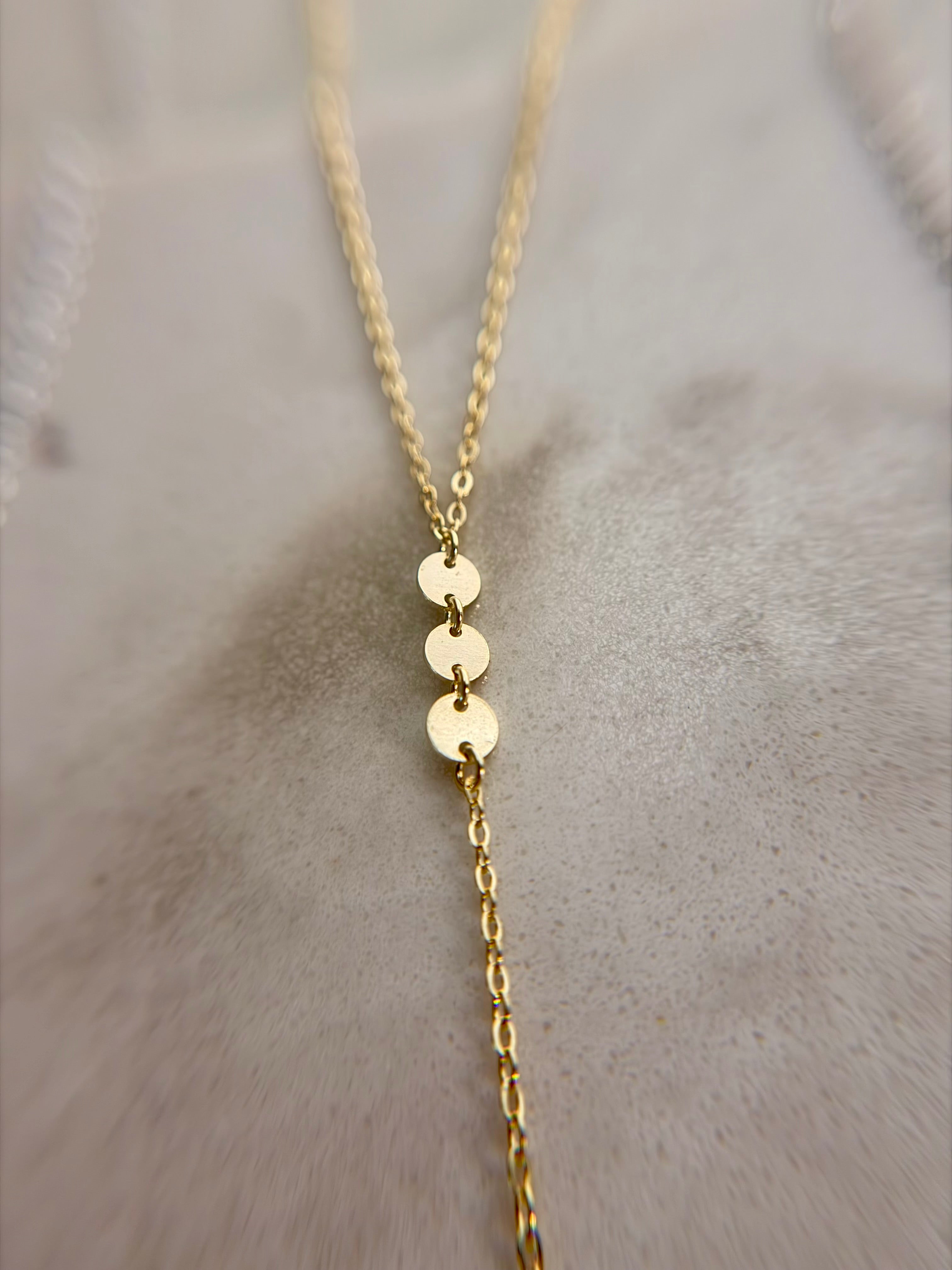 Sterling Silver 925 Mirror Disc Lariat Necklace