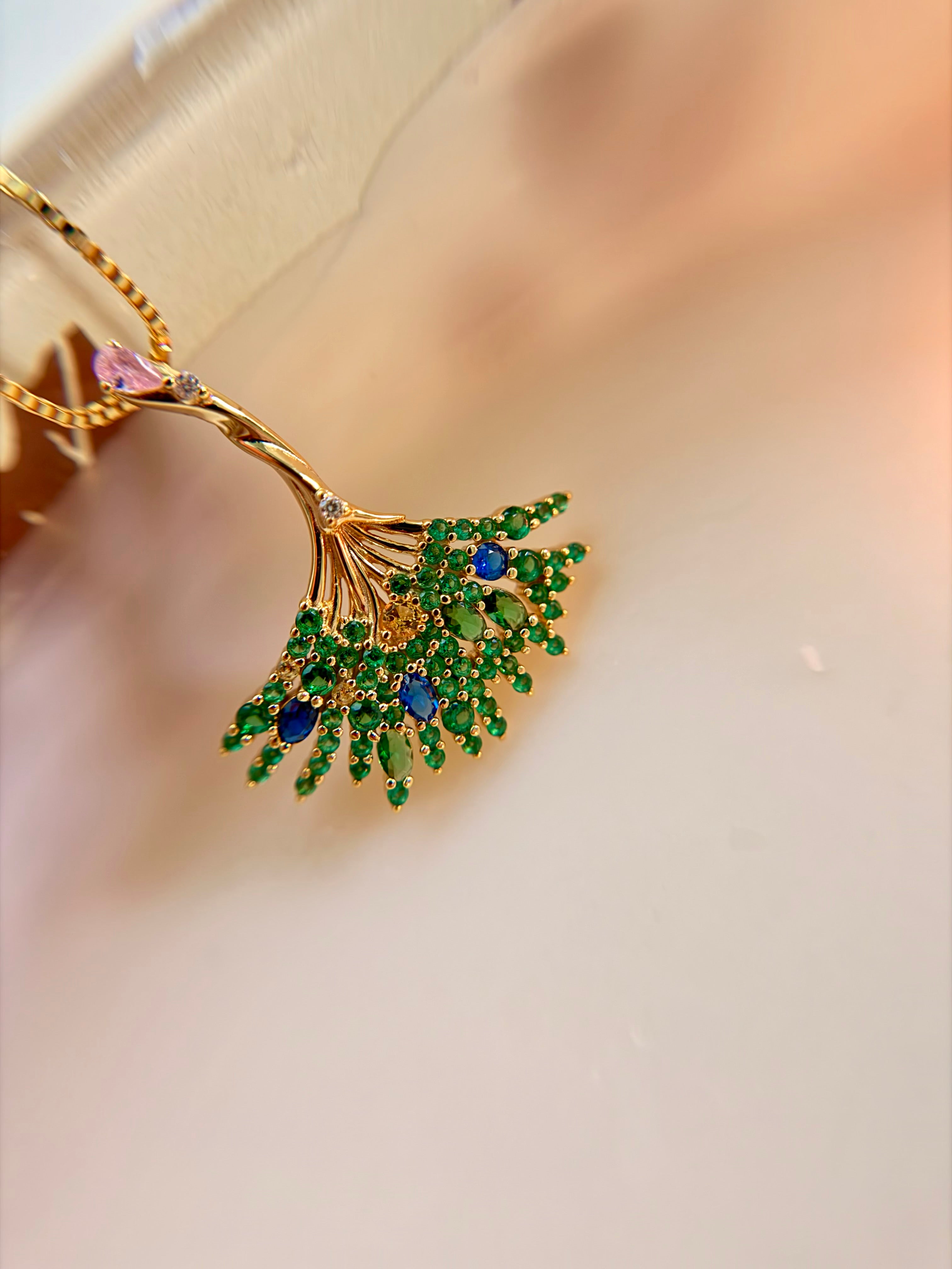 Sterling Silver Gold Plated Ginkgo Biloba Leaf Necklace