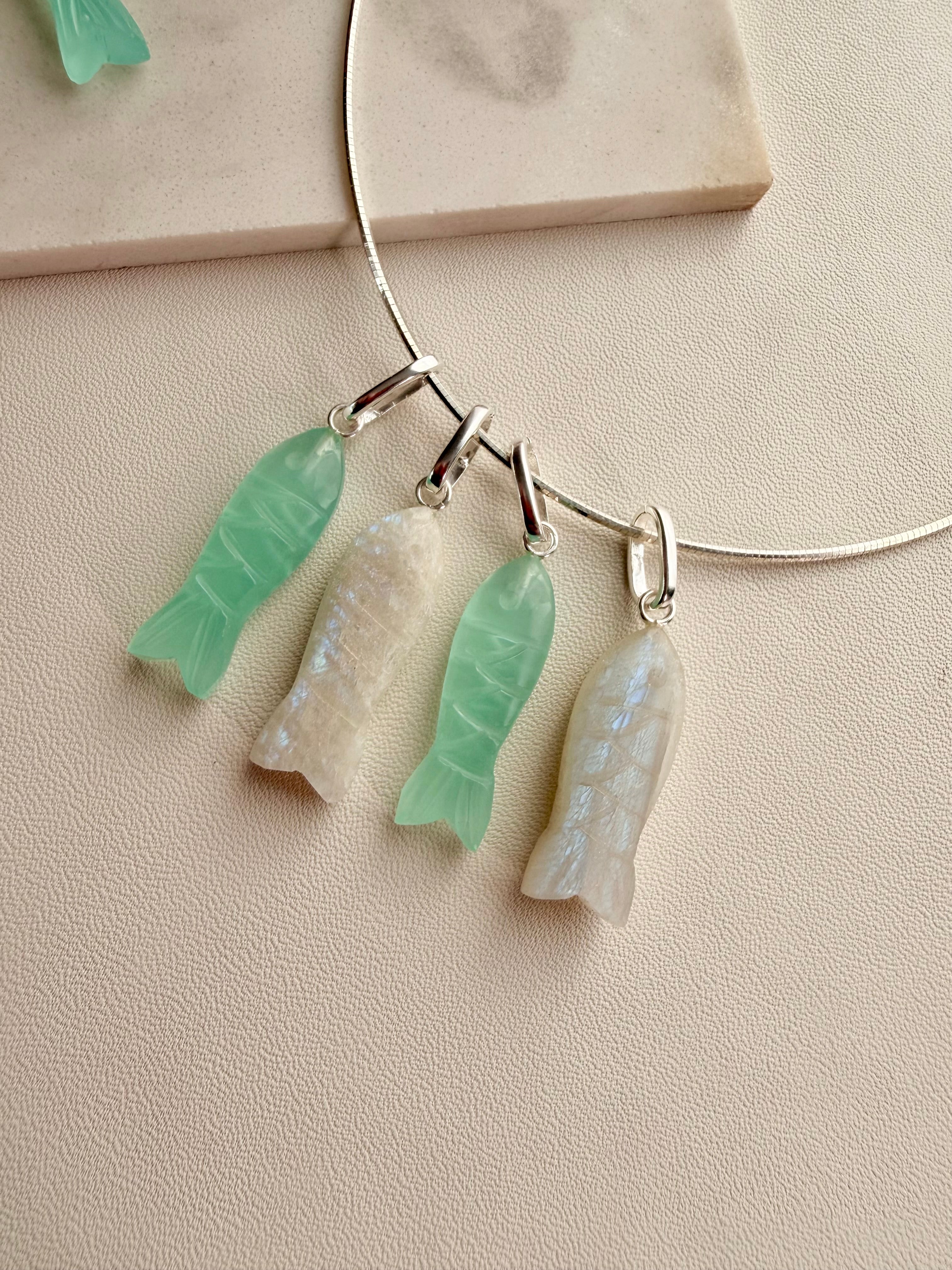Delmar stone fish pendant