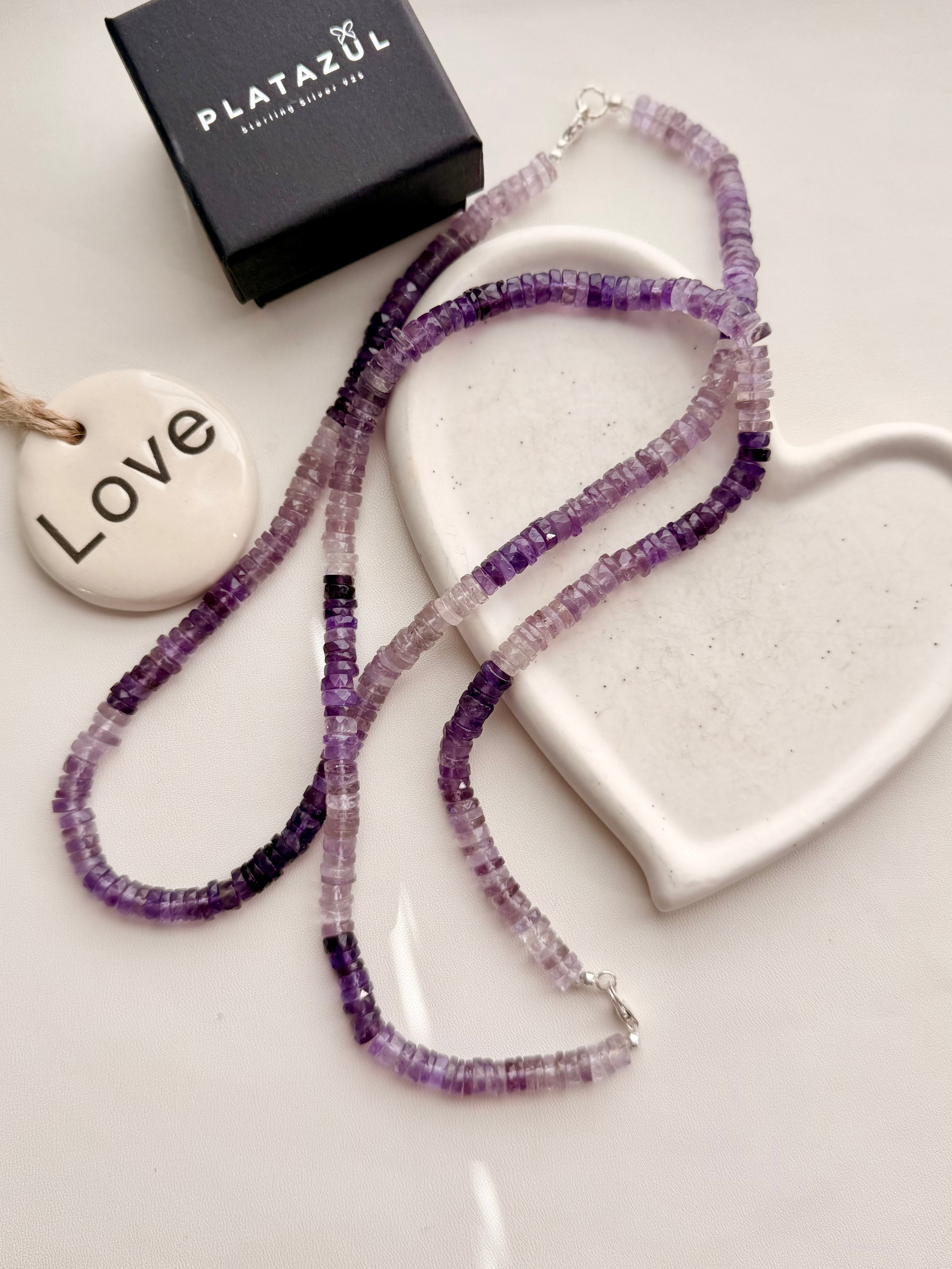 Shaded natural Amethyst Faceted Necklace