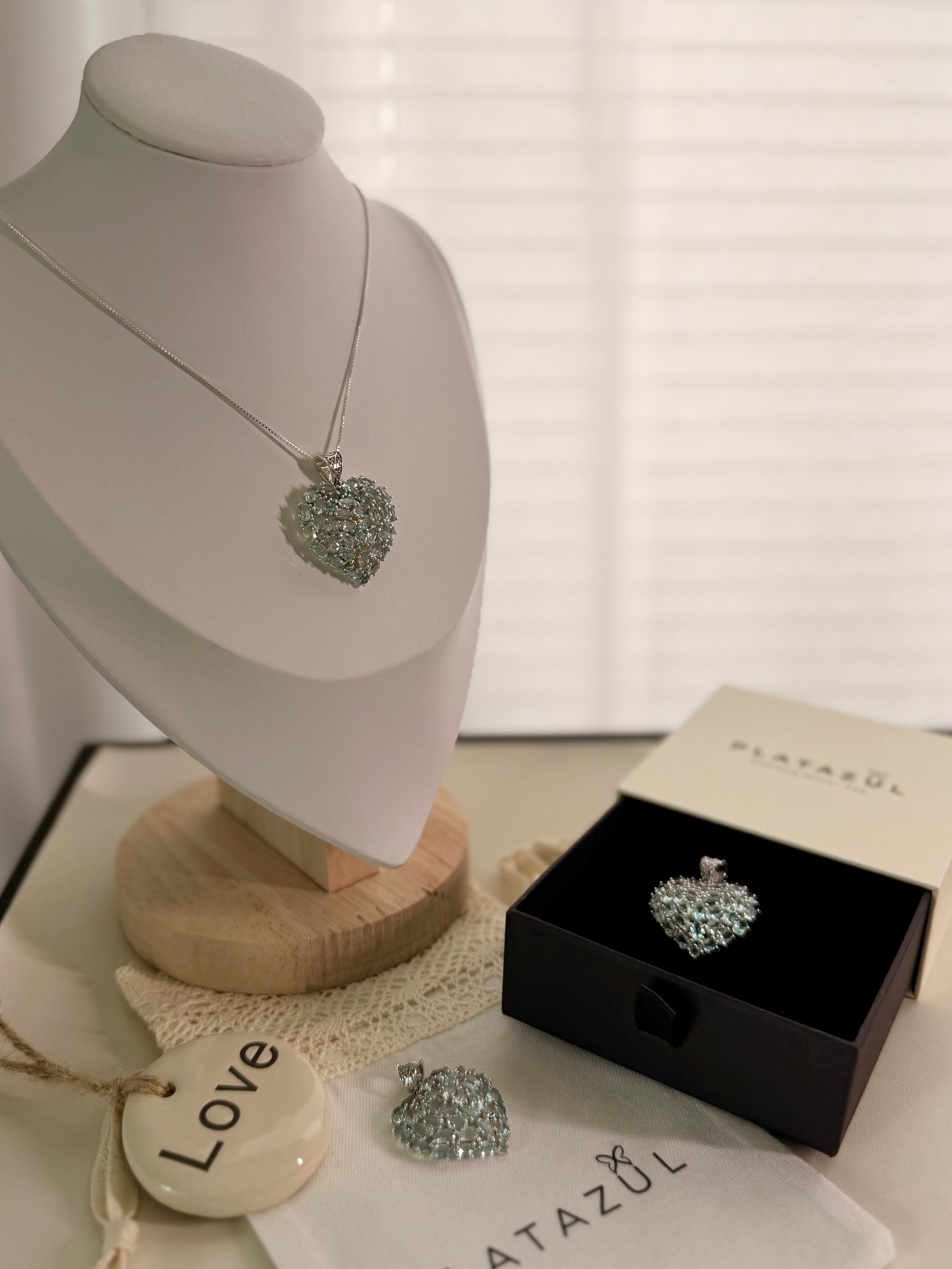 Honora blue Topaz heart necklace