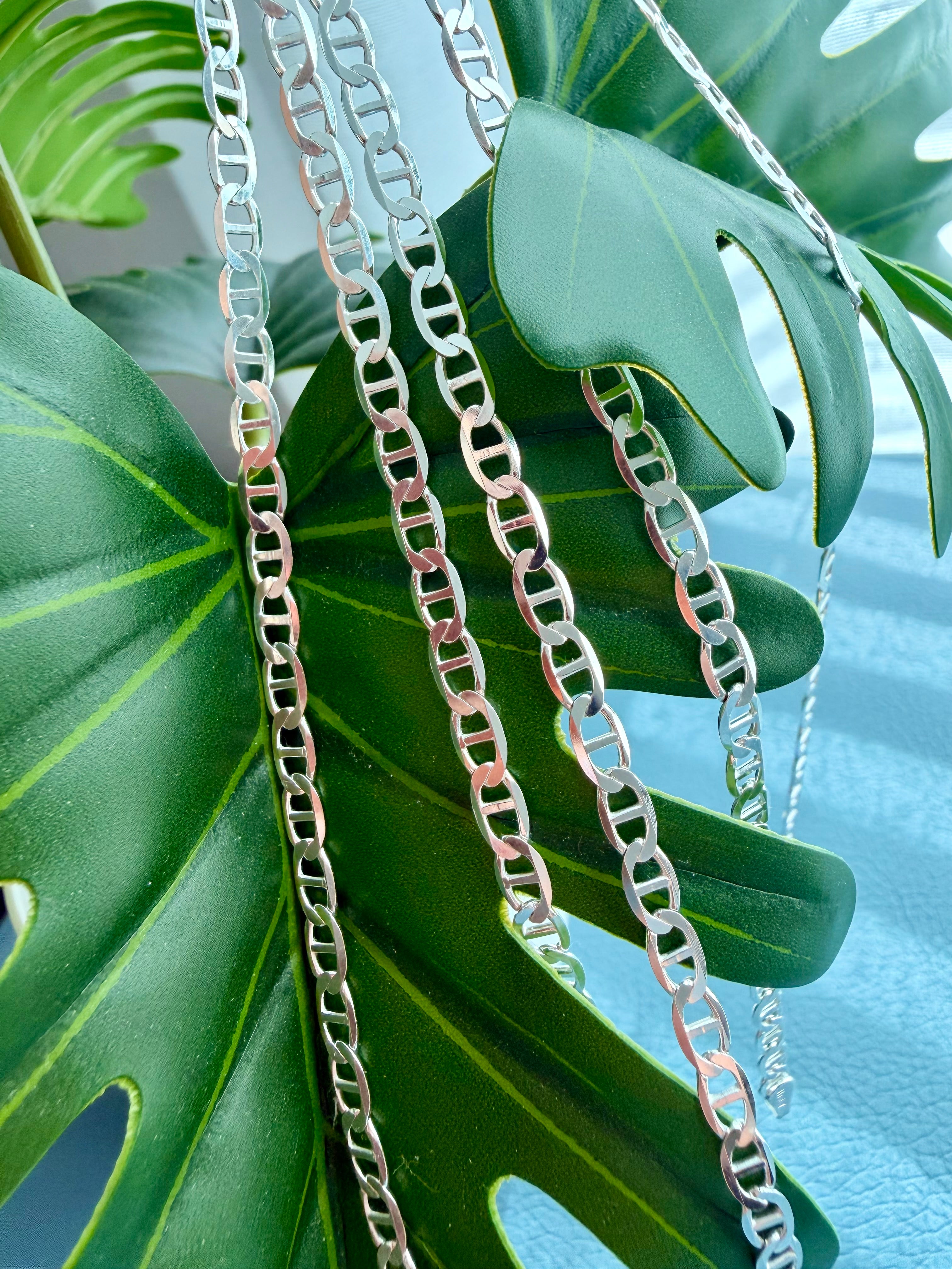 Italian Flat Mariner Bracelet – Sterling Silver