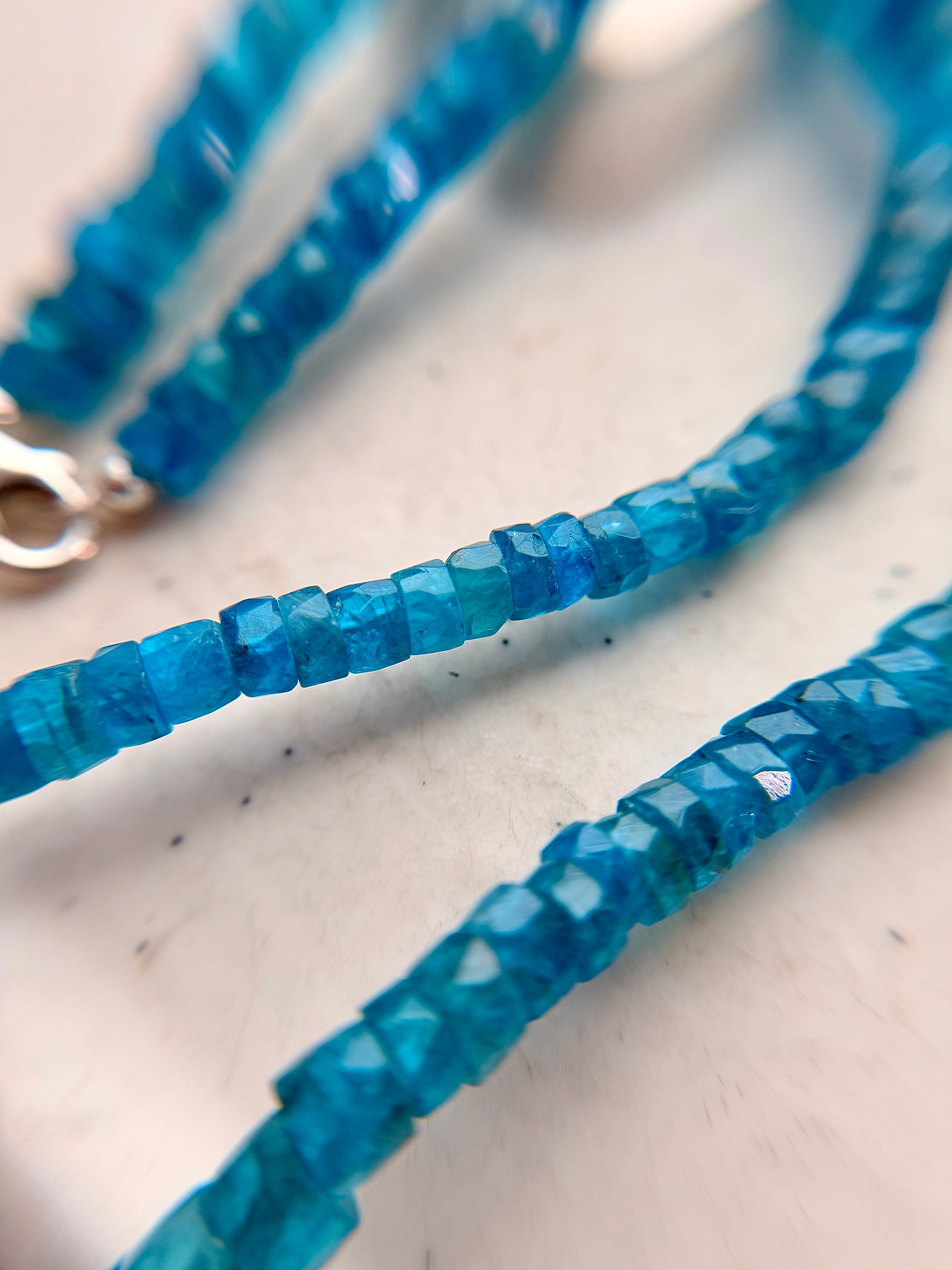 Natural Neon Apatite Faceted Necklace