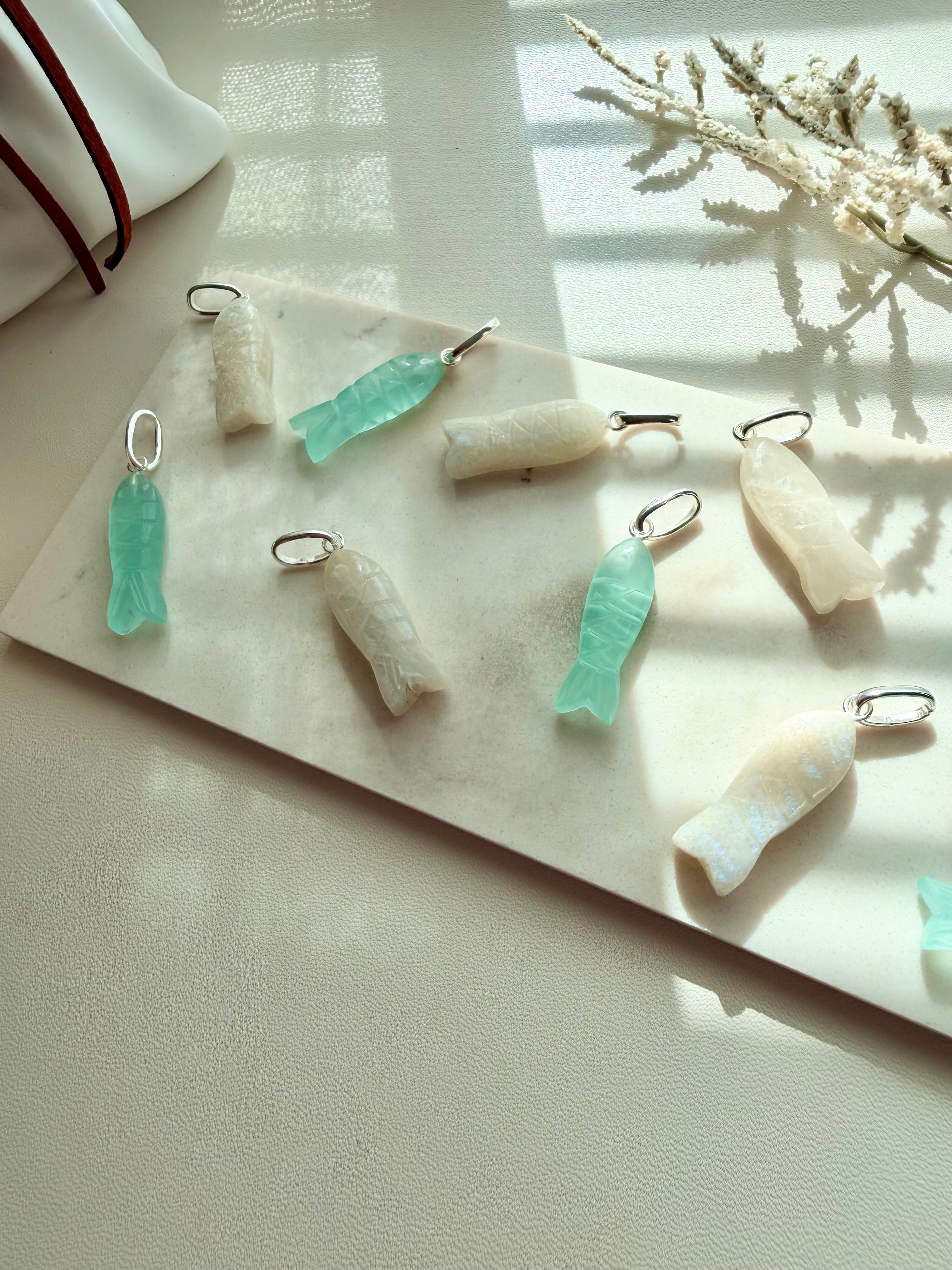 Delmar stone fish pendant
