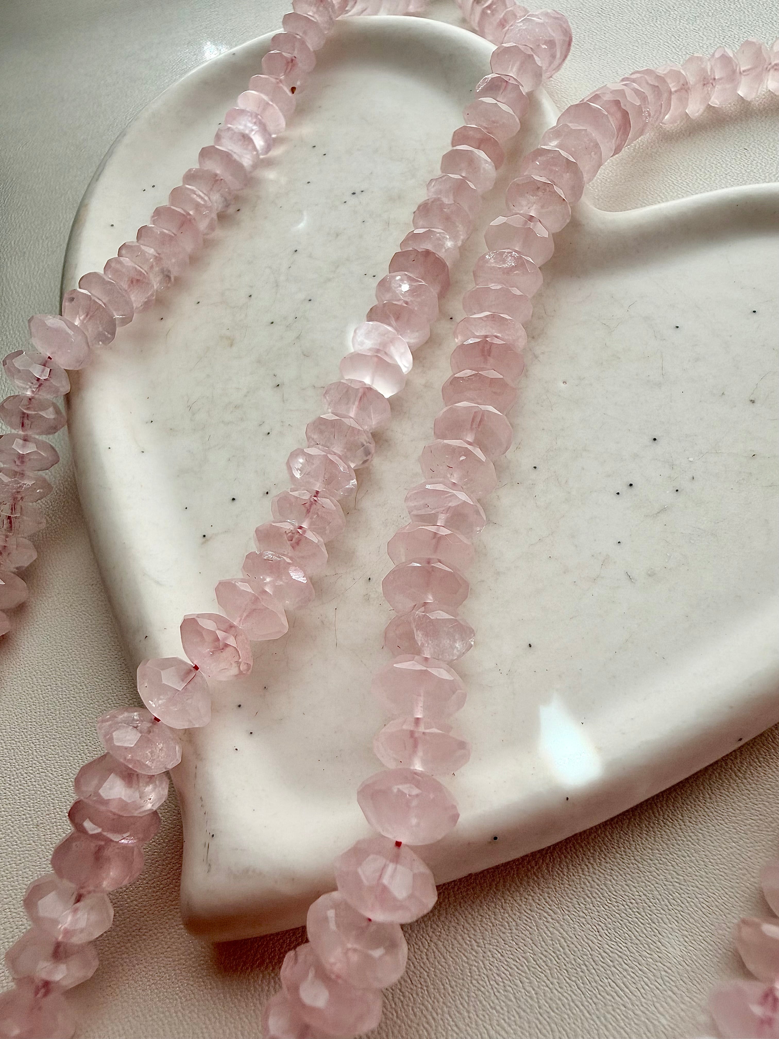 Natural Rose Quartz German Cut Necklace