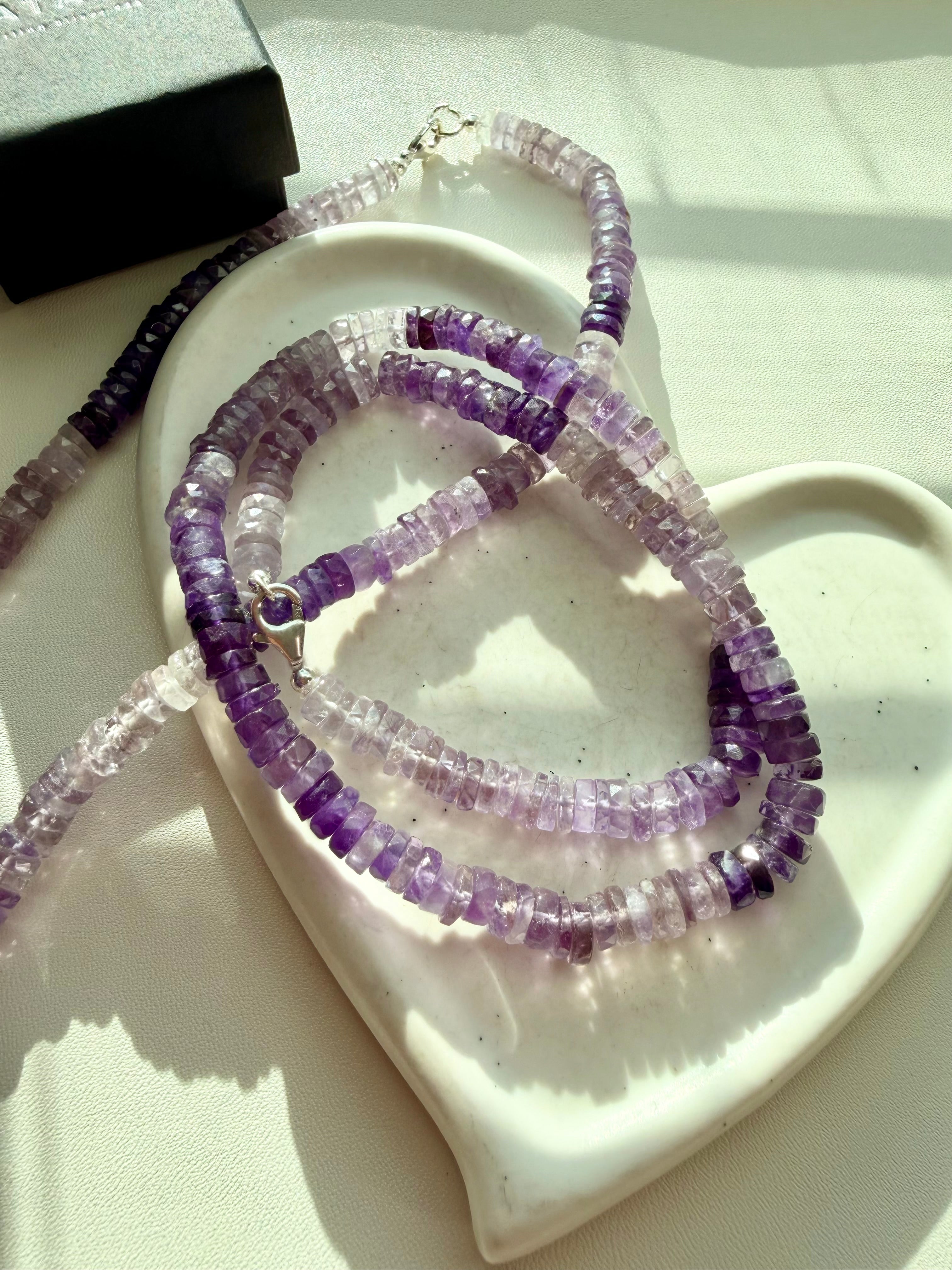 Shaded natural Amethyst Faceted Necklace
