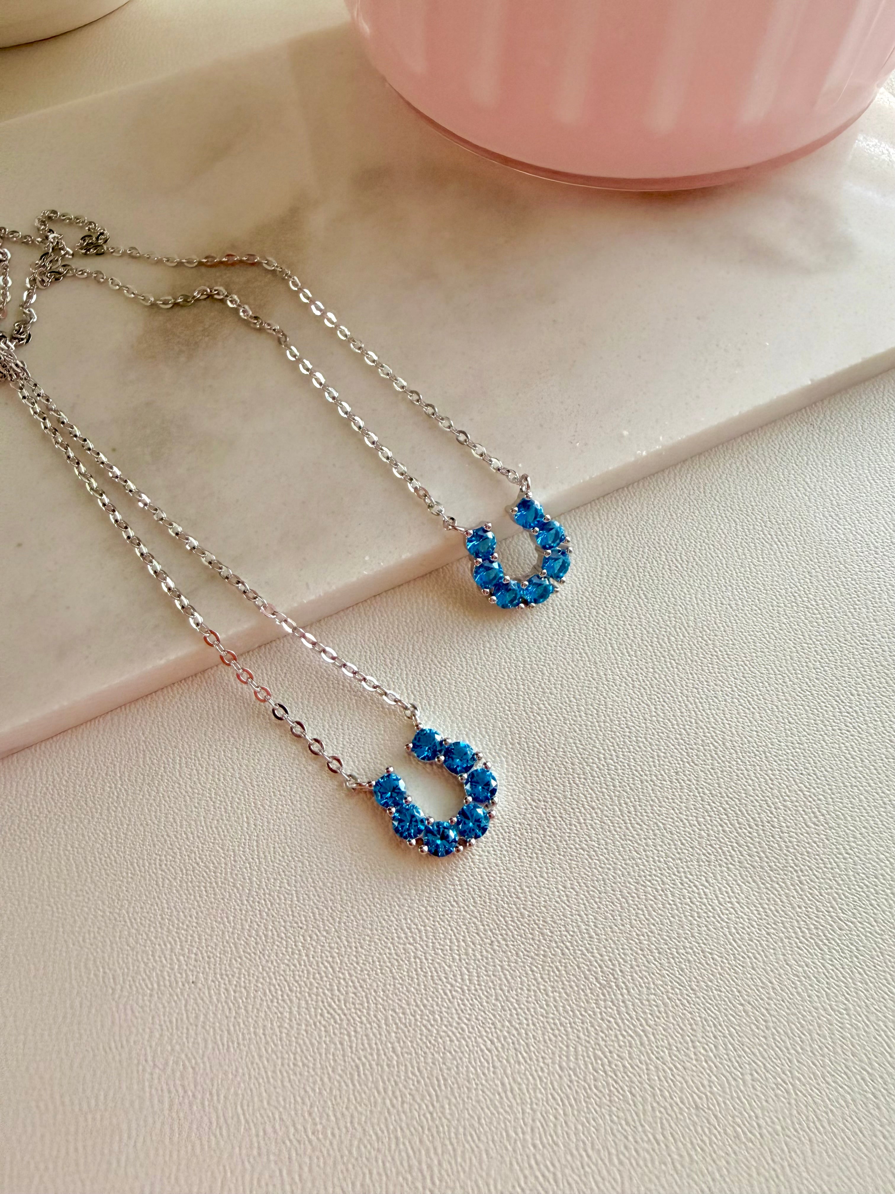 Lis Blue Horseshoe Necklace