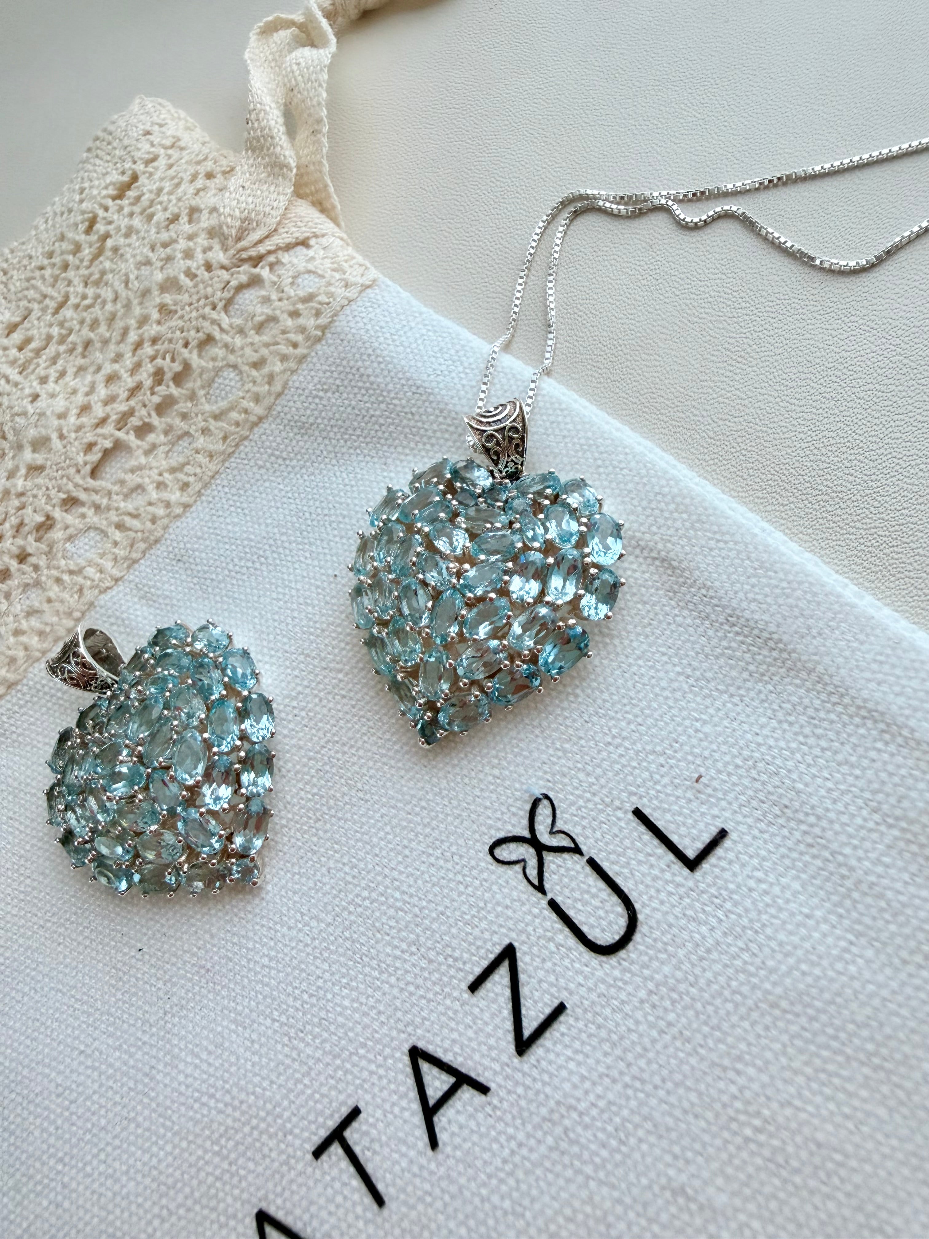 Honora blue Topaz heart necklace