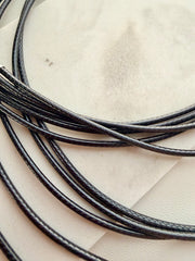 Black Waxed Leather Cord Necklace Sterling Silver 925