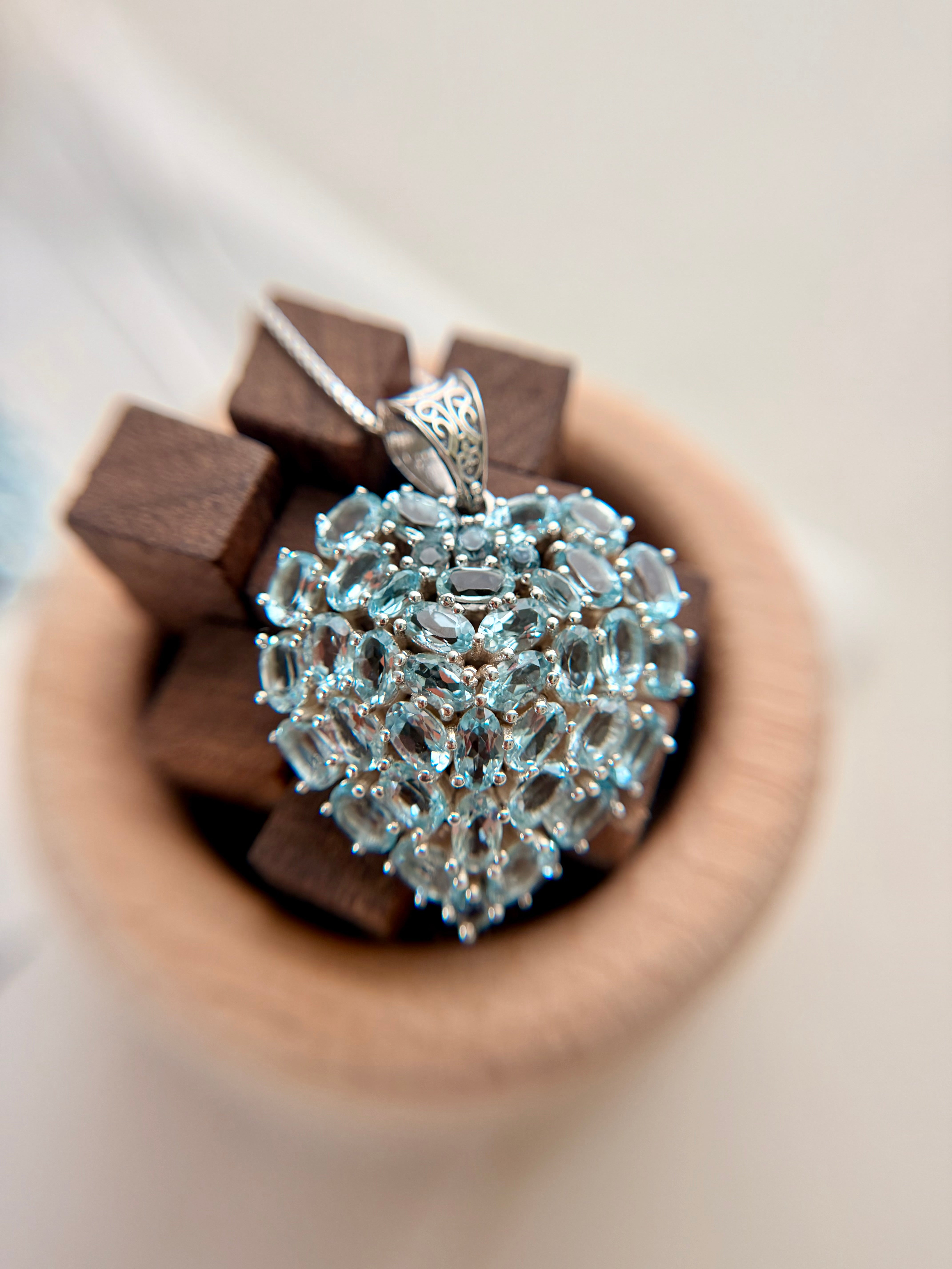 Honora blue Topaz heart necklace