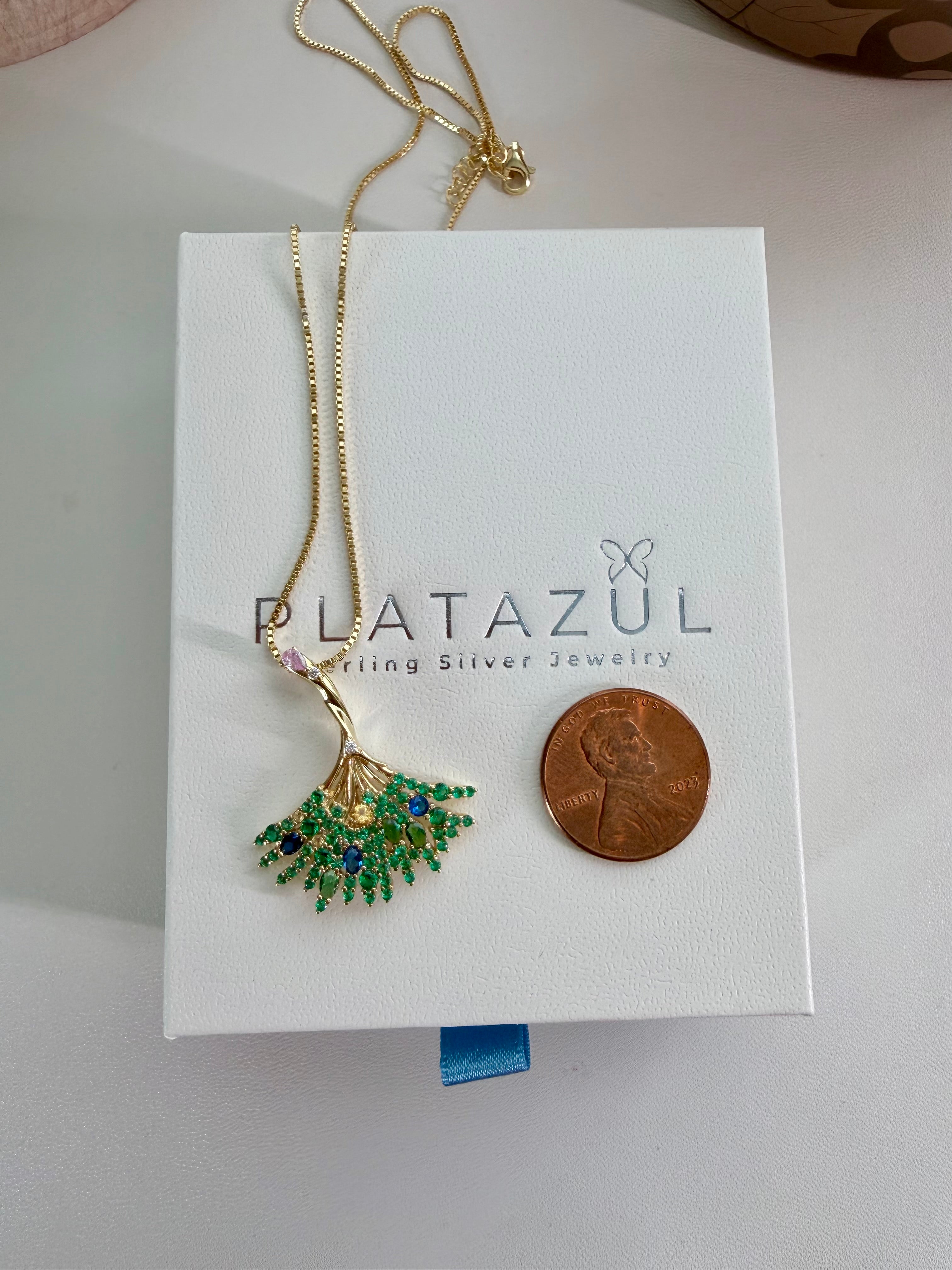 Sterling Silver Gold Plated Ginkgo Biloba Leaf Necklace