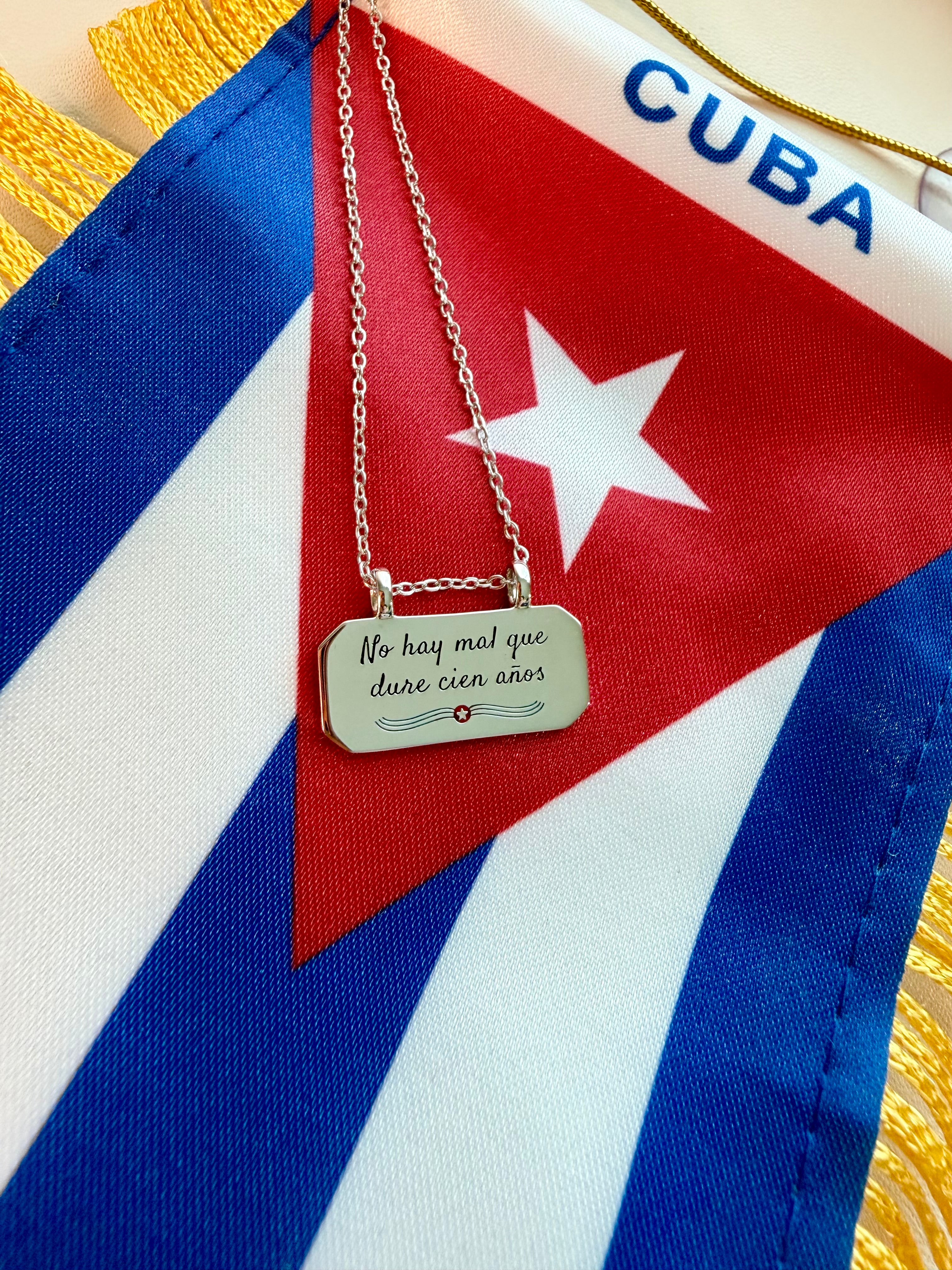 Engraved Cuban Saying Necklace