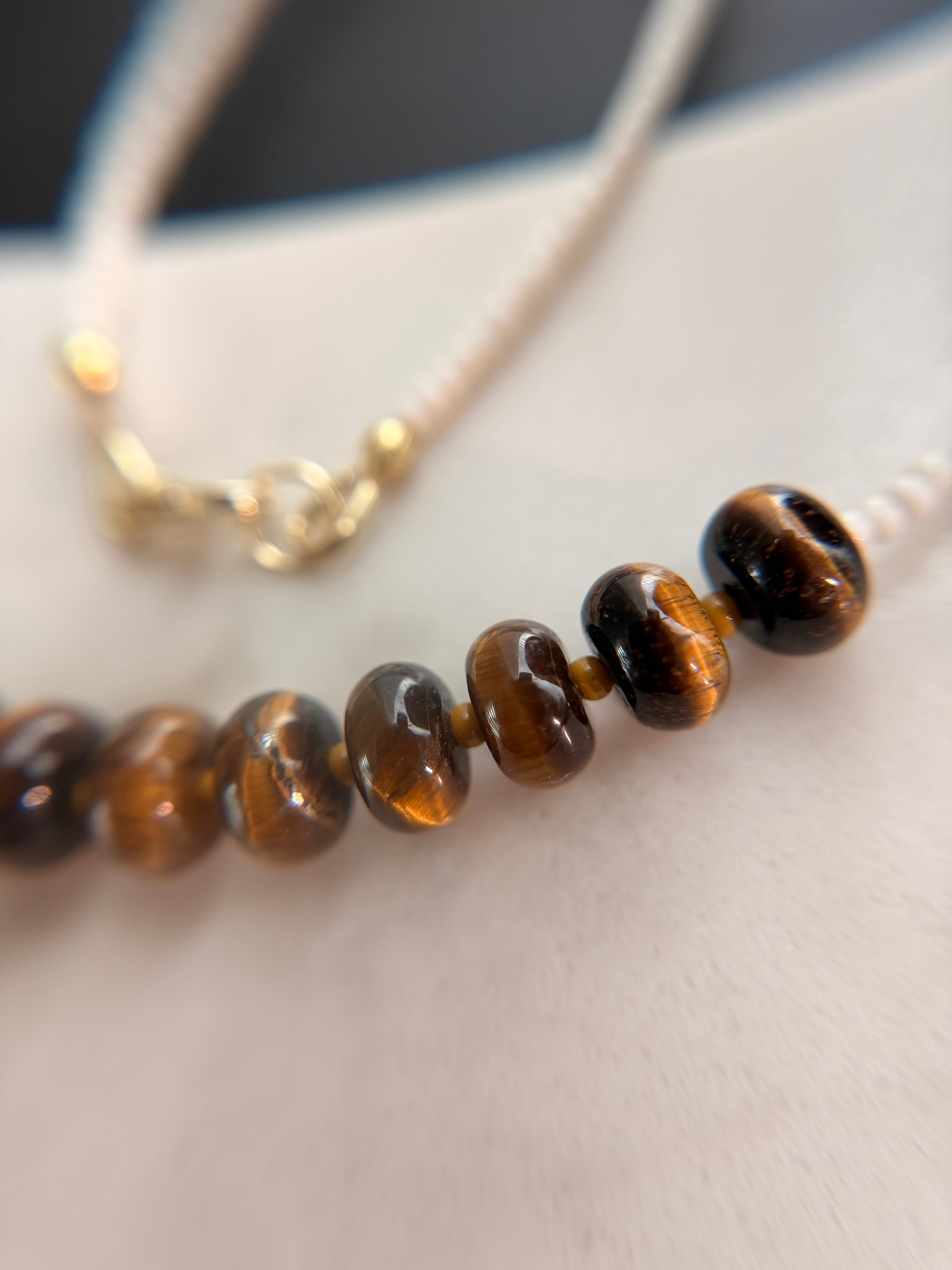 Sterling Silver 14K Gold Plated Tiger’s Eye necklace