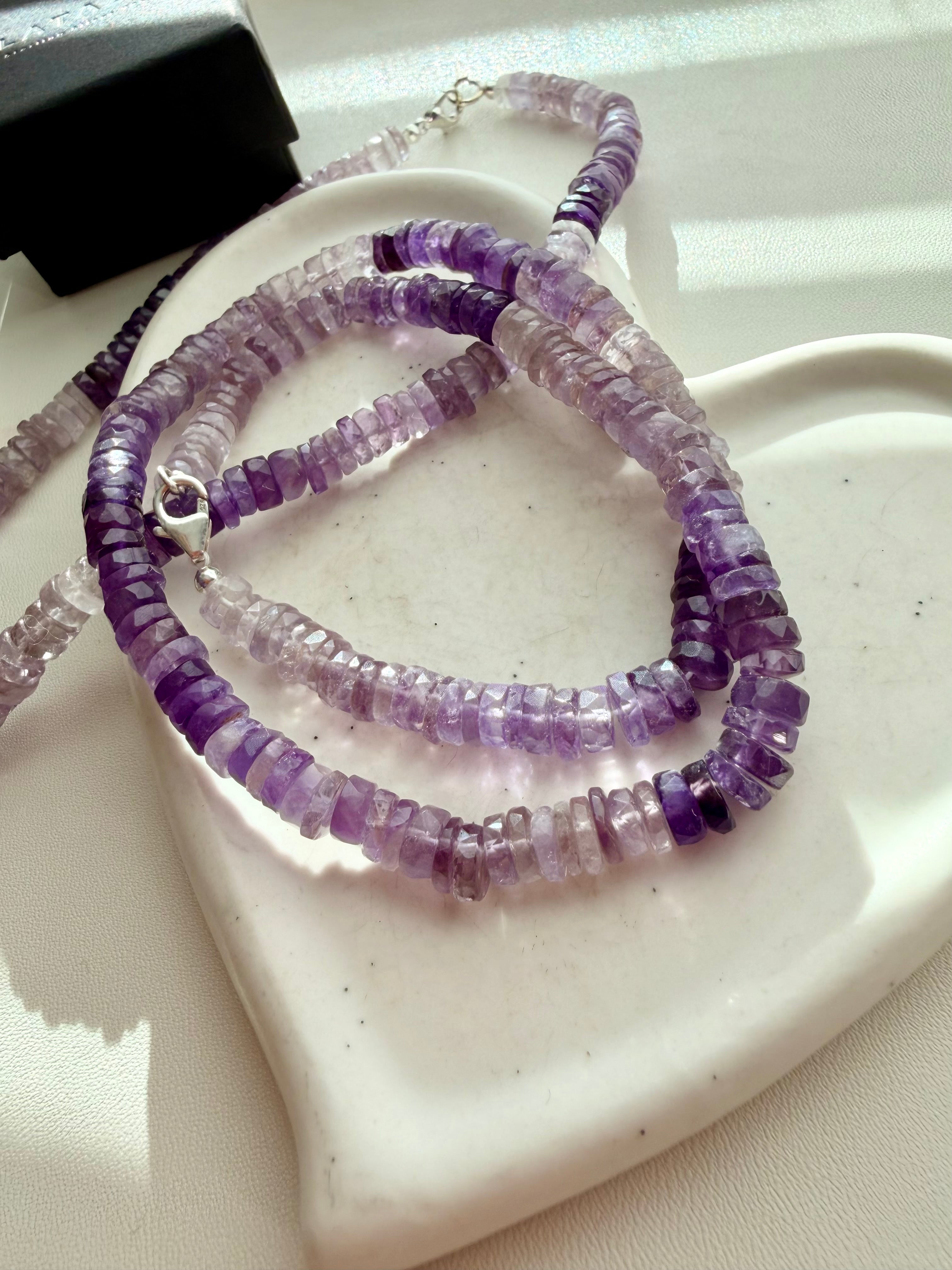 Shaded natural Amethyst Faceted Necklace