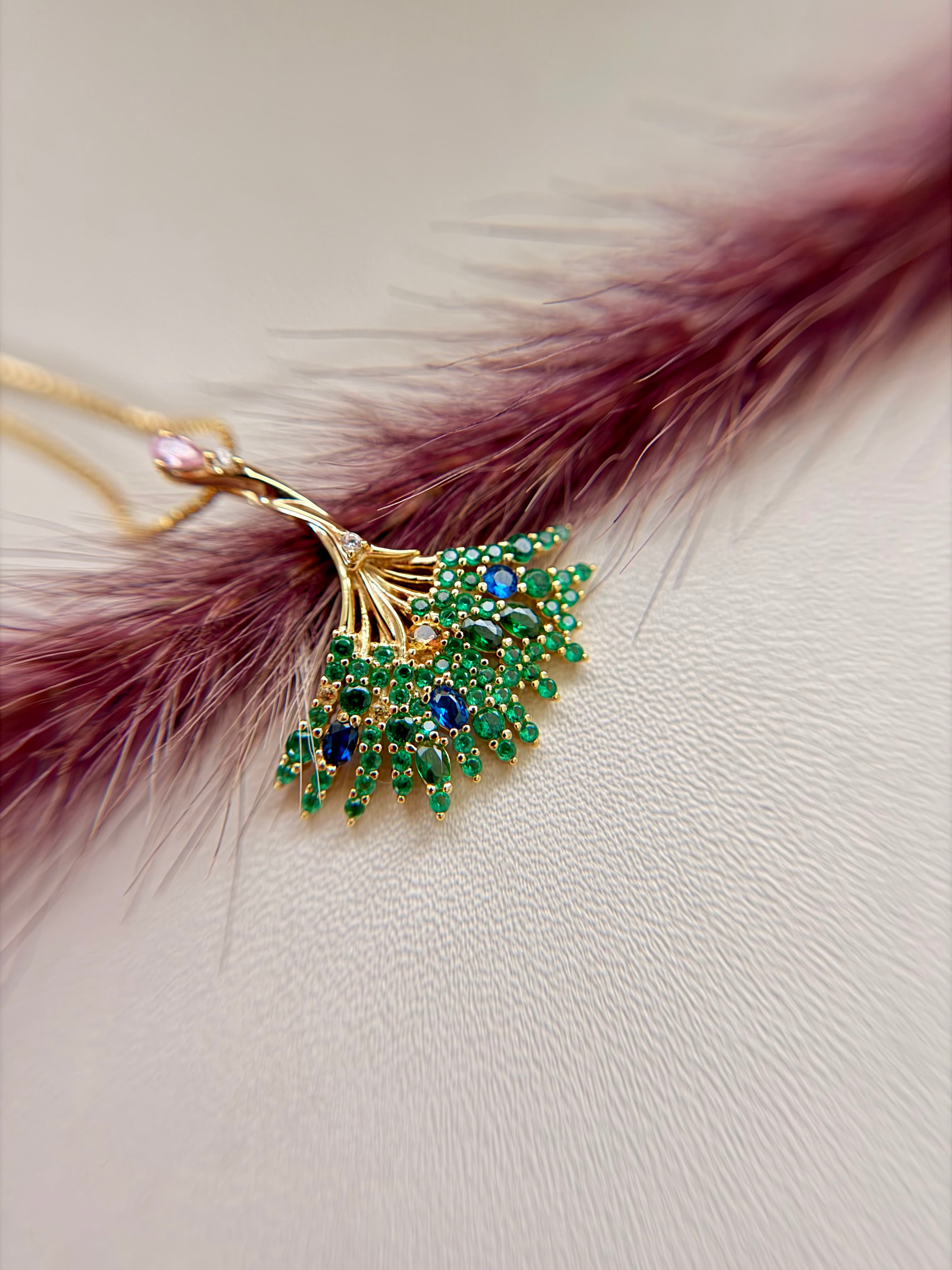 Sterling Silver Gold Plated Ginkgo Biloba Leaf Necklace