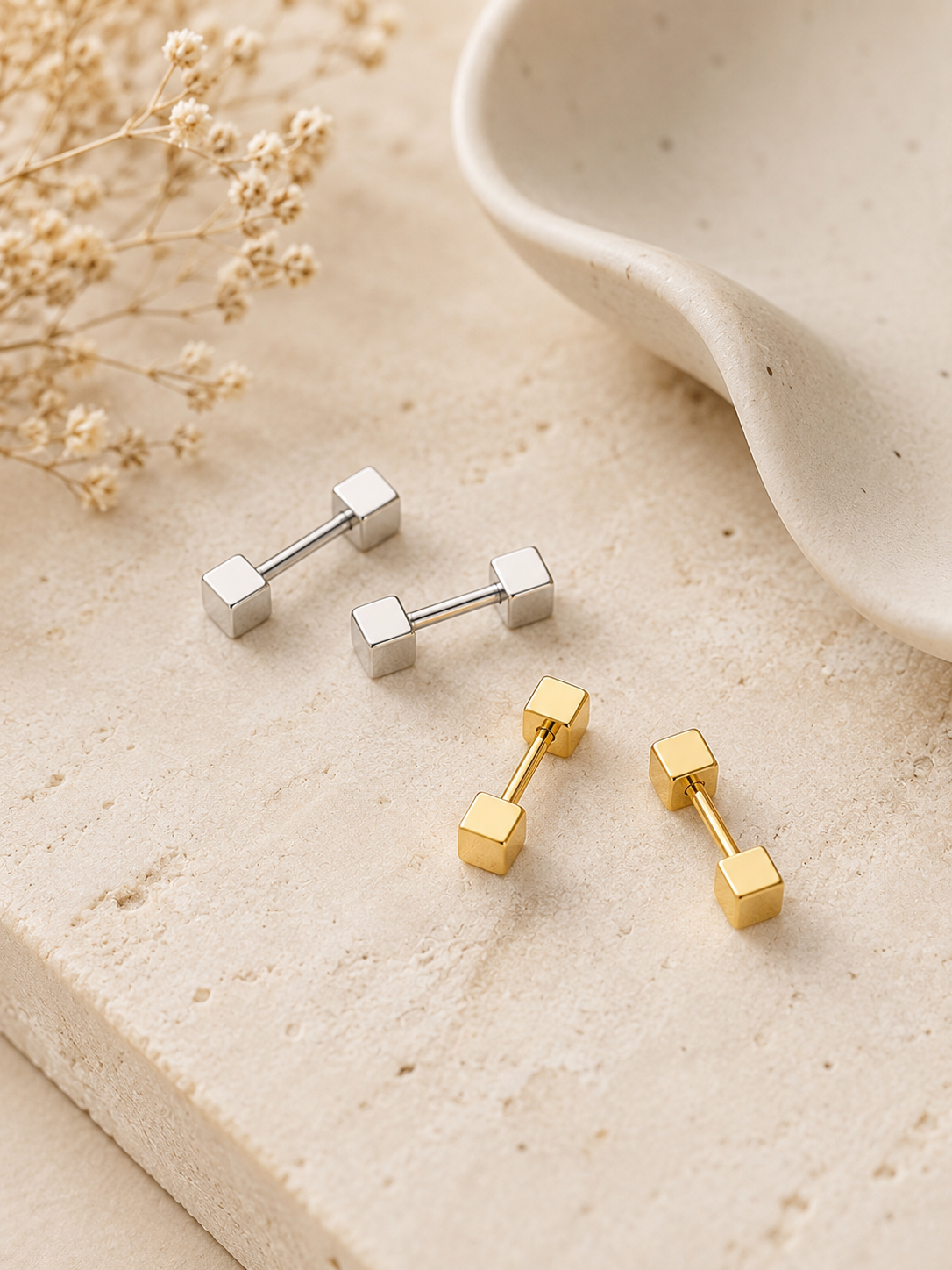 Cube Stud Earrings set