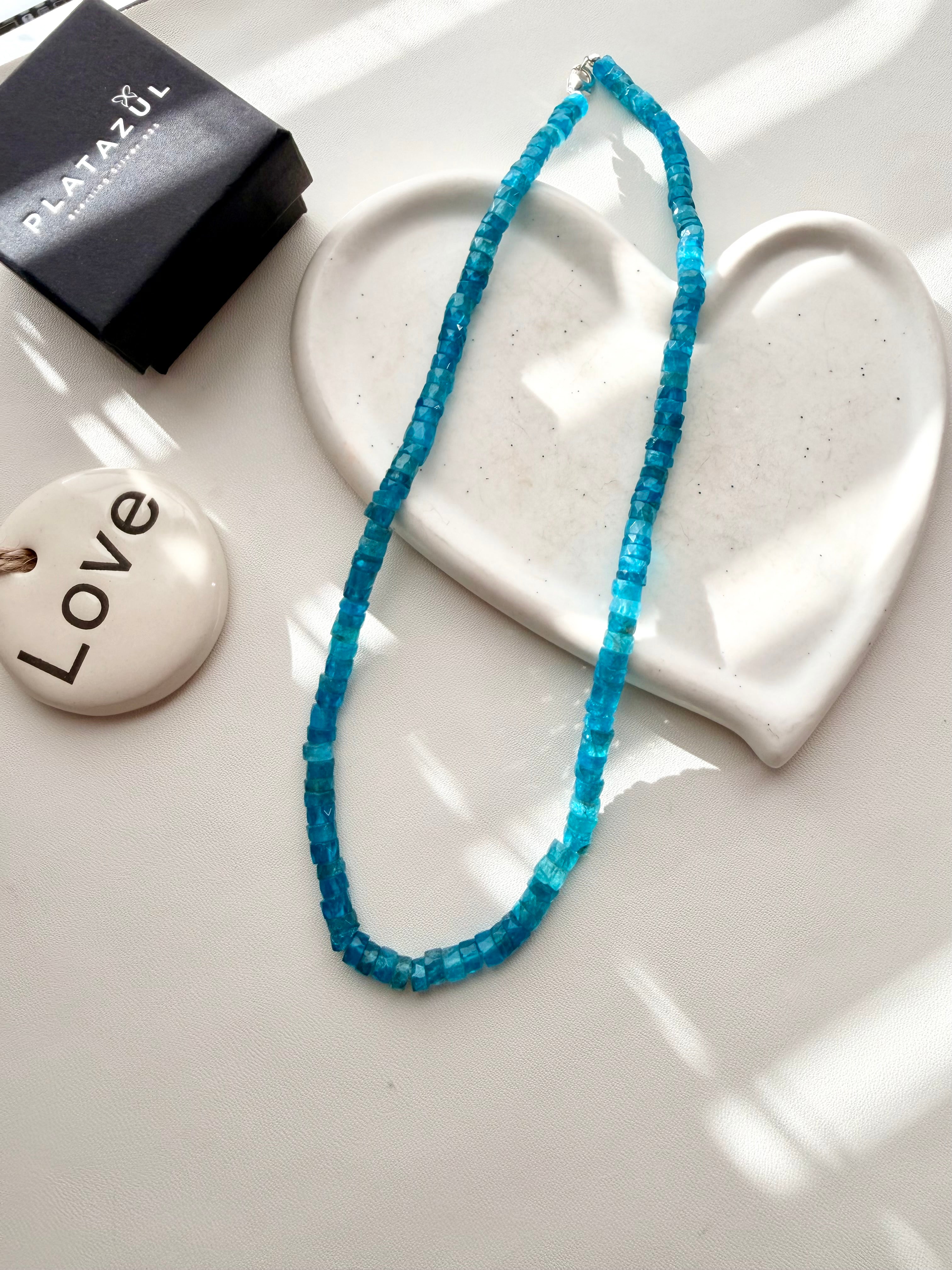 Natural Neon Apatite Faceted Necklace