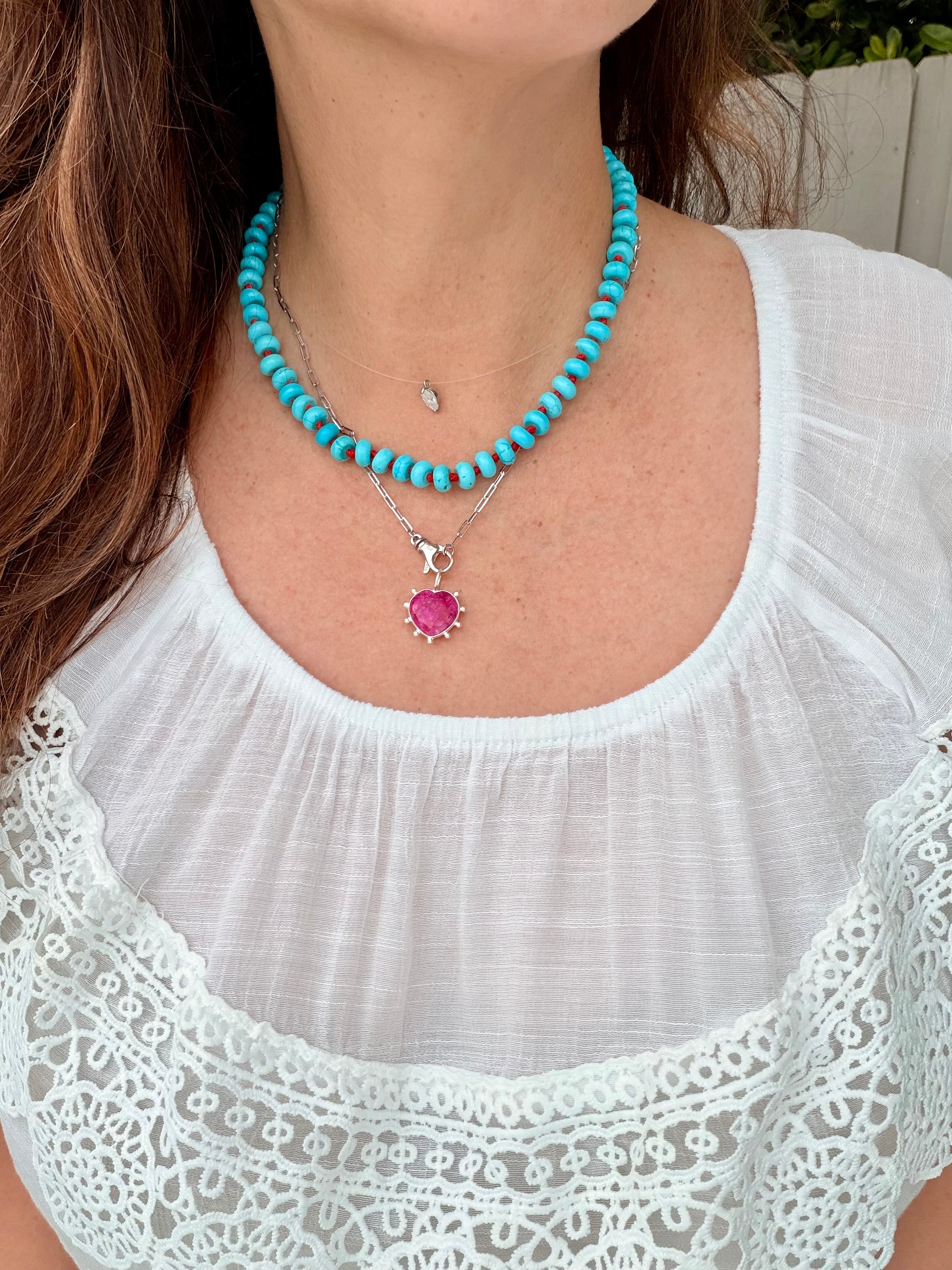 Turquoise knotted necklace