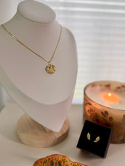 Sterling Silver 14K Gold Plated Textured Leaf Necklace.