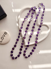 Natural Amethyst Faceted Coin Necklace
