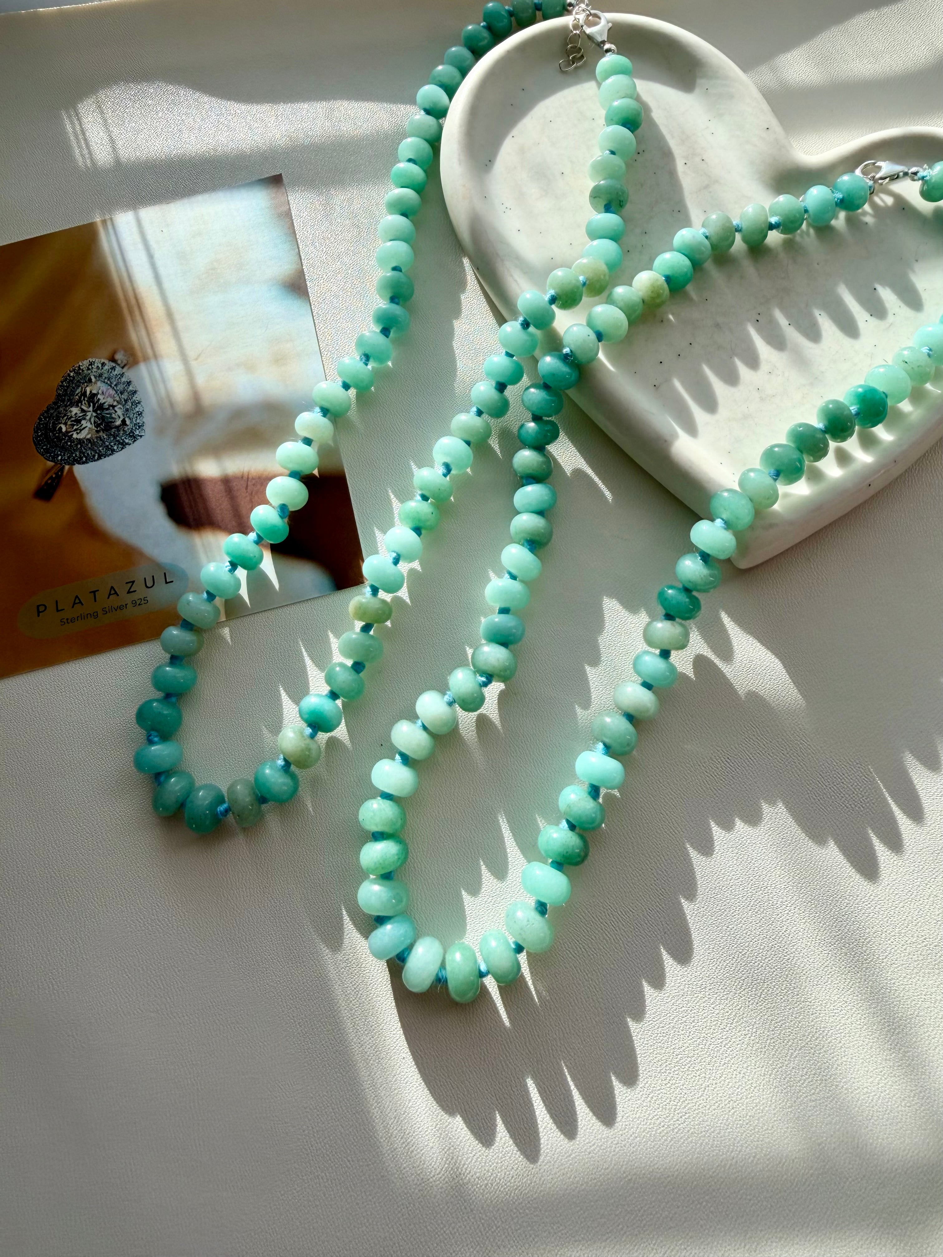Hand Knotted natural Amazonite Necklace