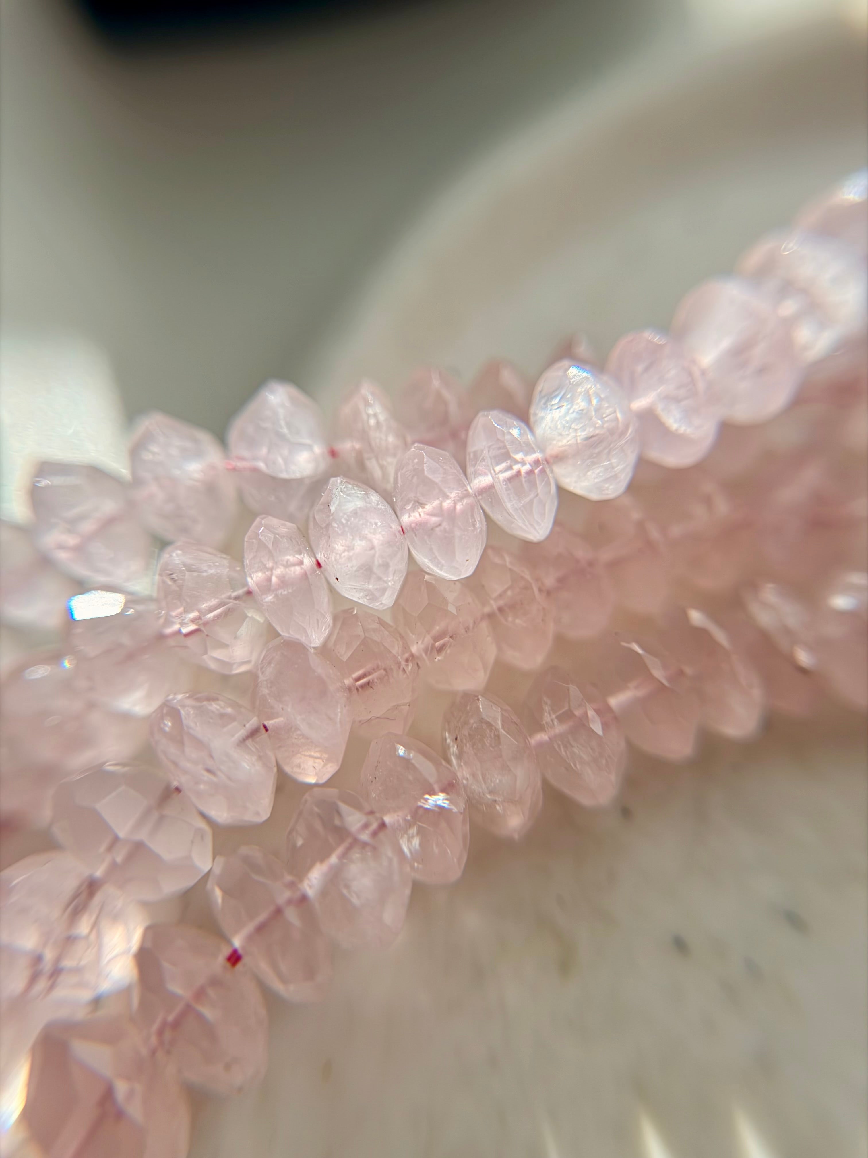 Natural Rose Quartz German Cut Necklace