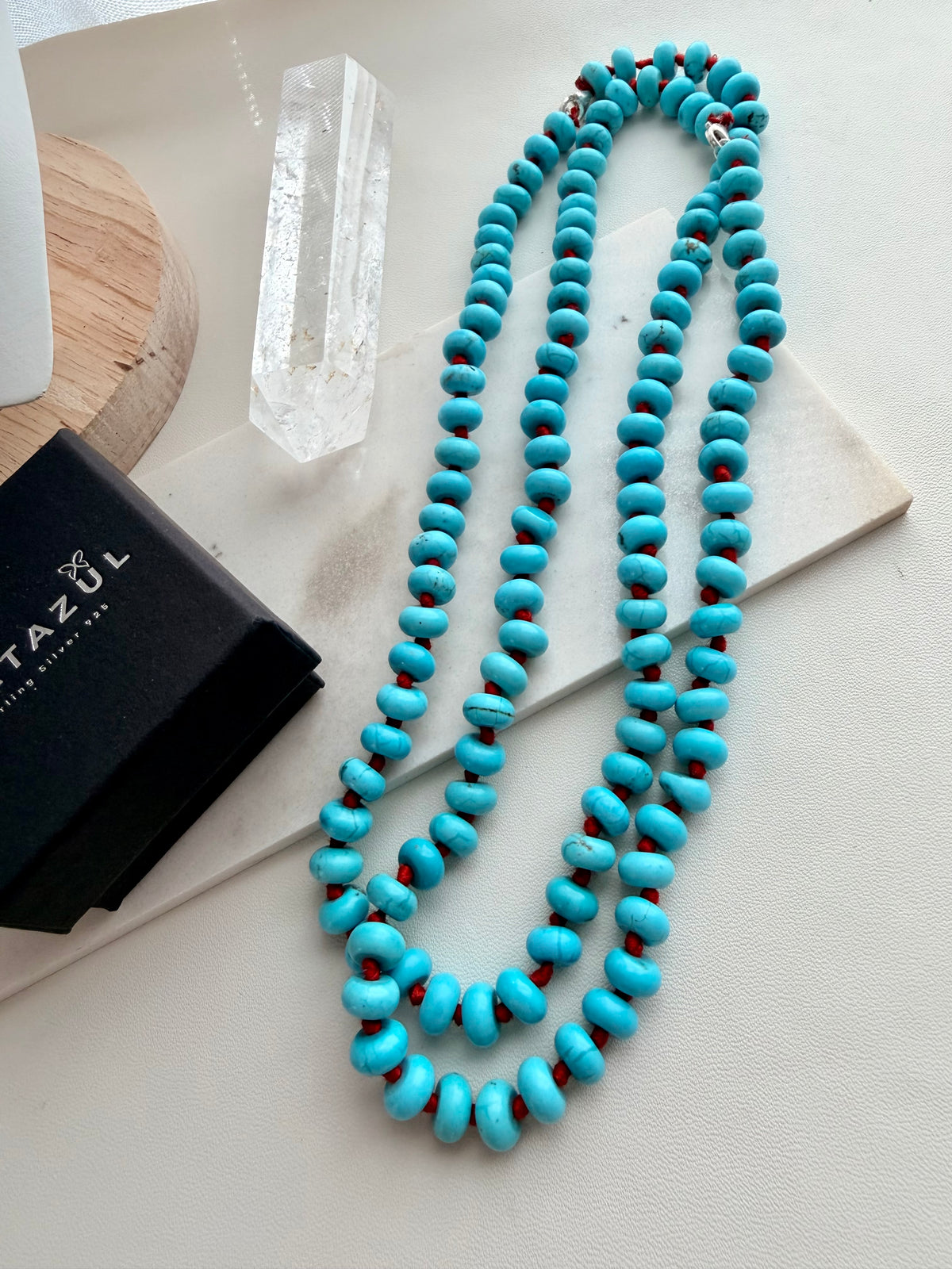 Turquoise knotted necklace