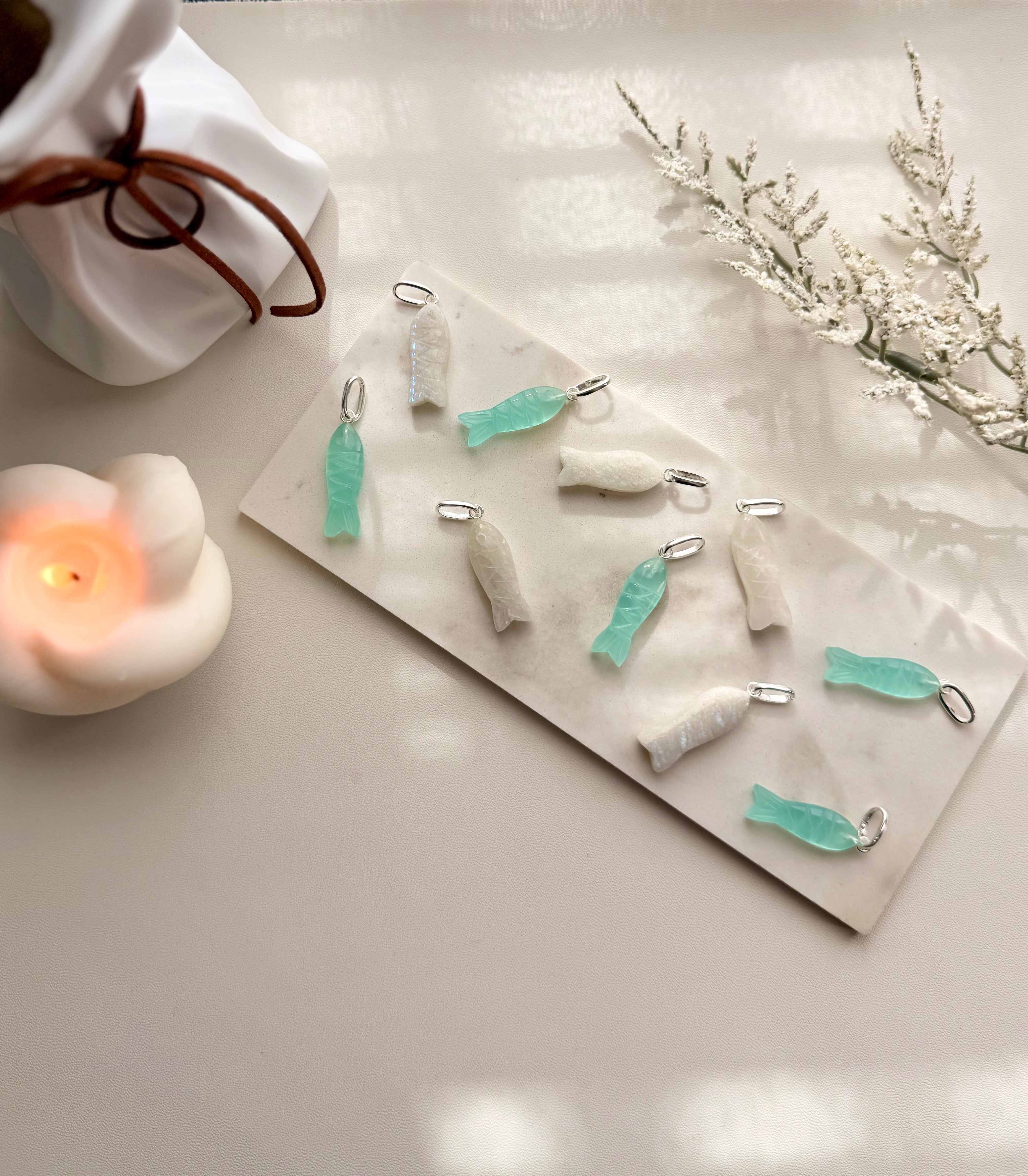 Delmar stone fish pendant
