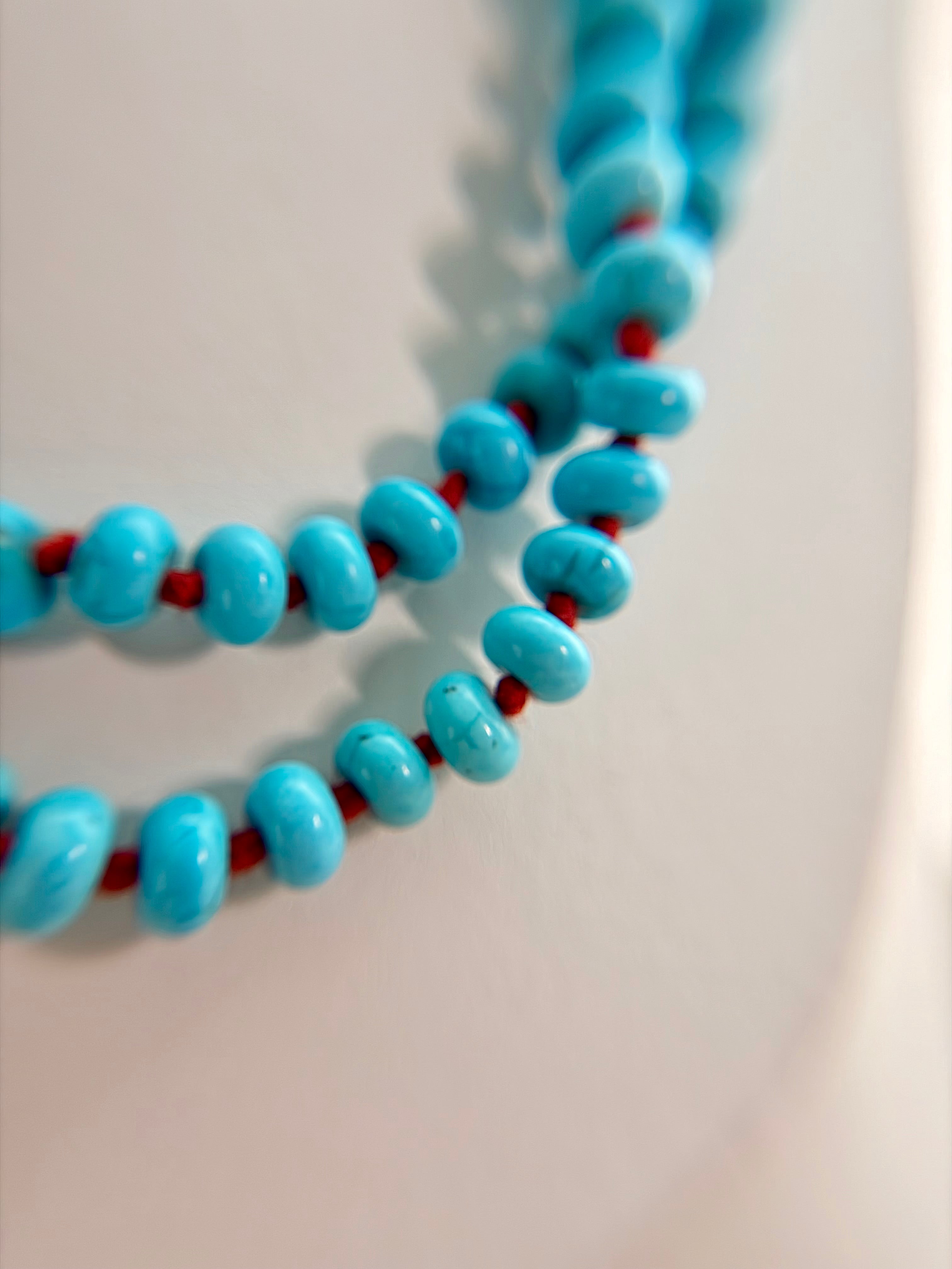 Turquoise knotted necklace