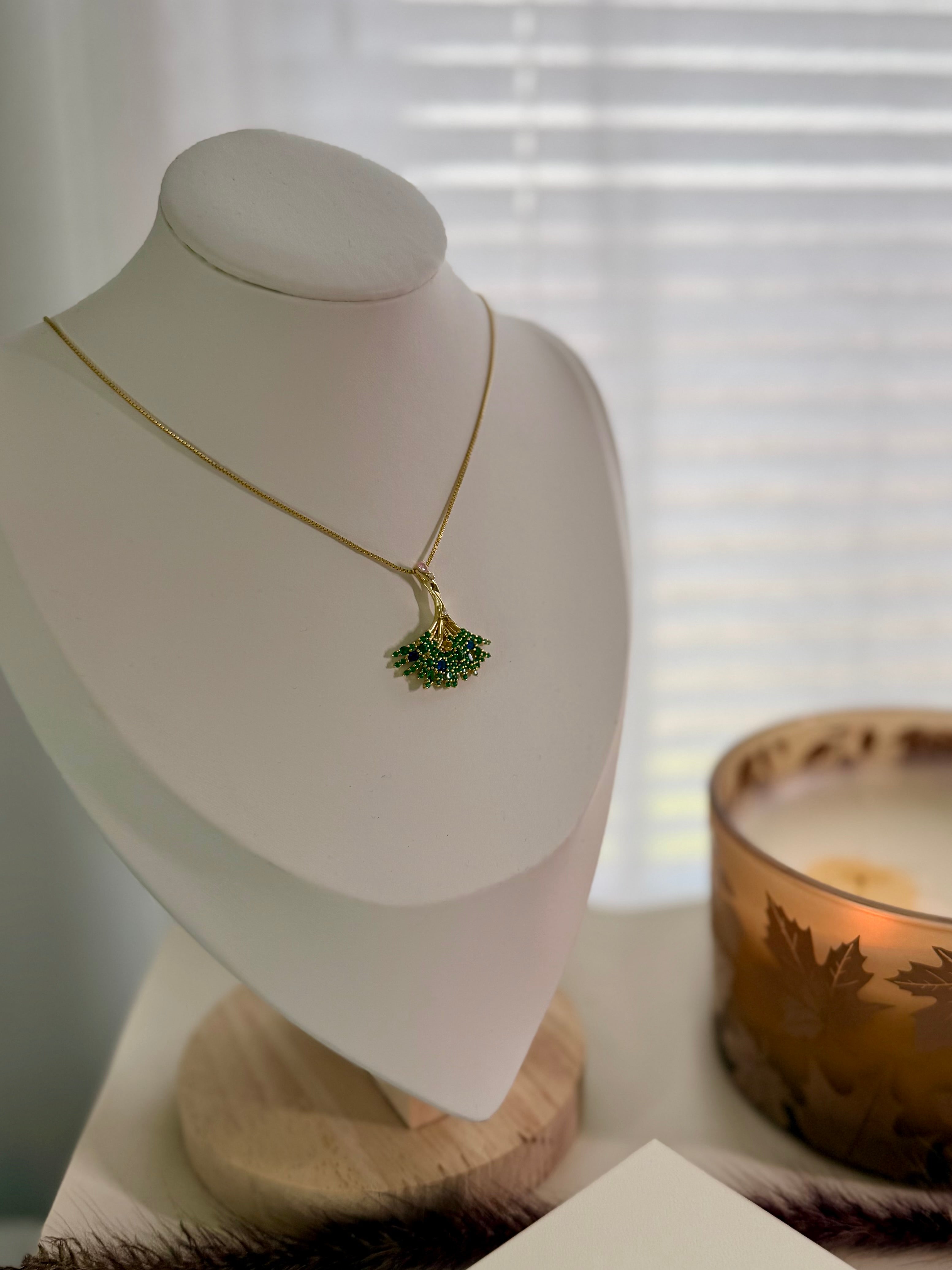 Sterling Silver Gold Plated Ginkgo Biloba Leaf Necklace