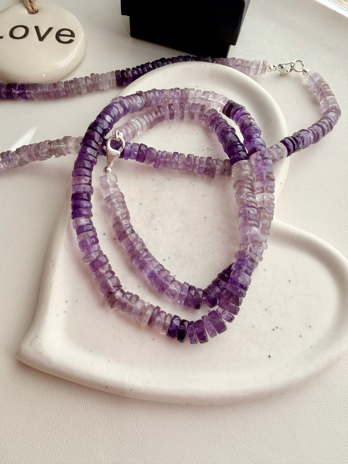 Shaded natural Amethyst Faceted Necklace