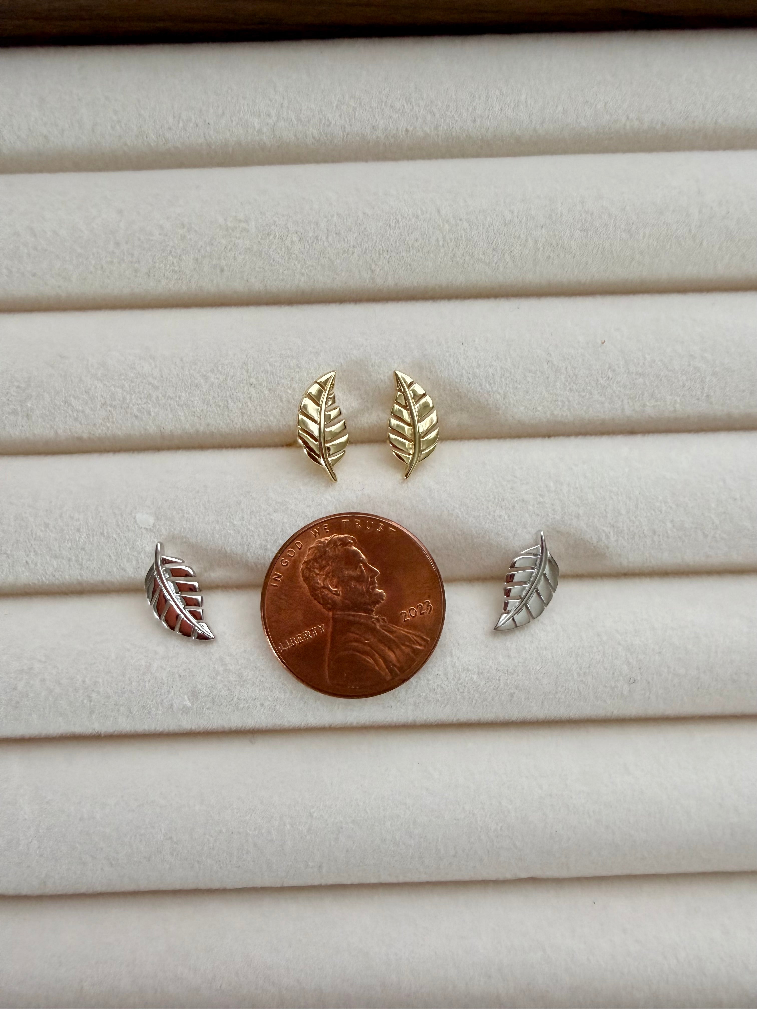 Sterling Silver Leaf Stud Earrings
