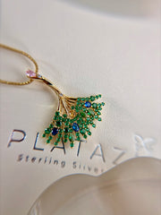Sterling Silver Gold Plated Ginkgo Biloba Leaf Necklace