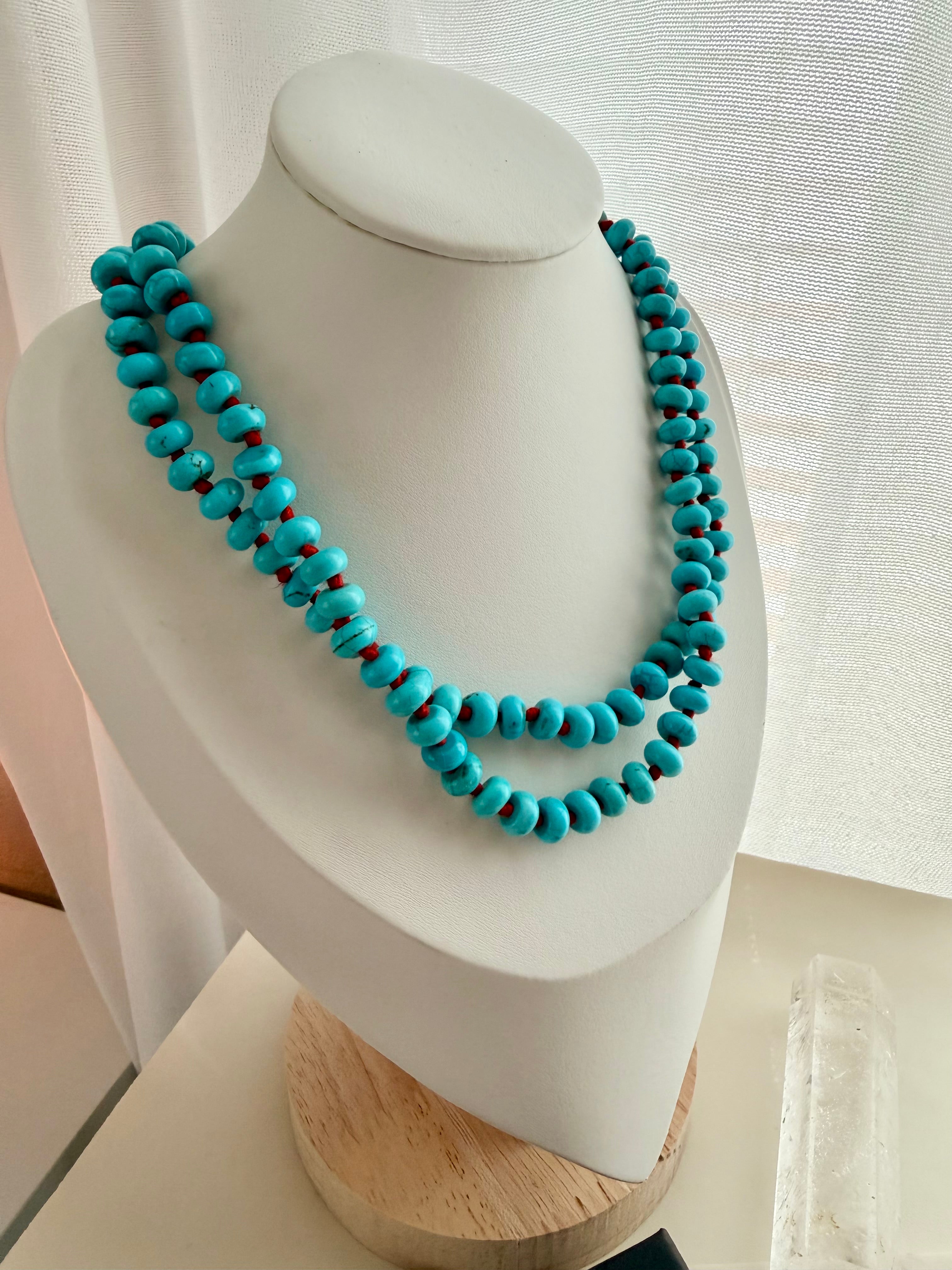 Turquoise knotted necklace