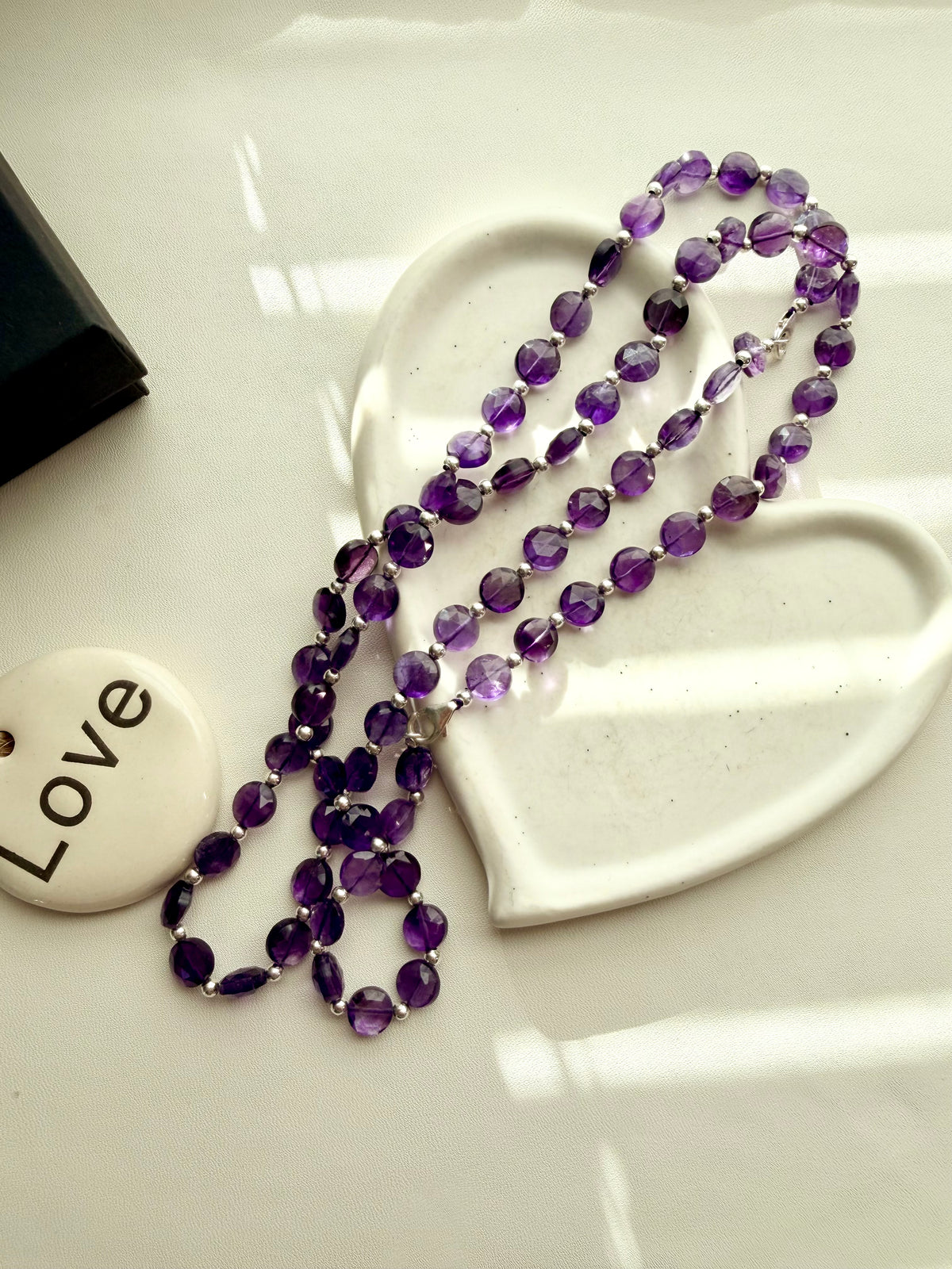 Natural Amethyst Faceted Coin Necklace
