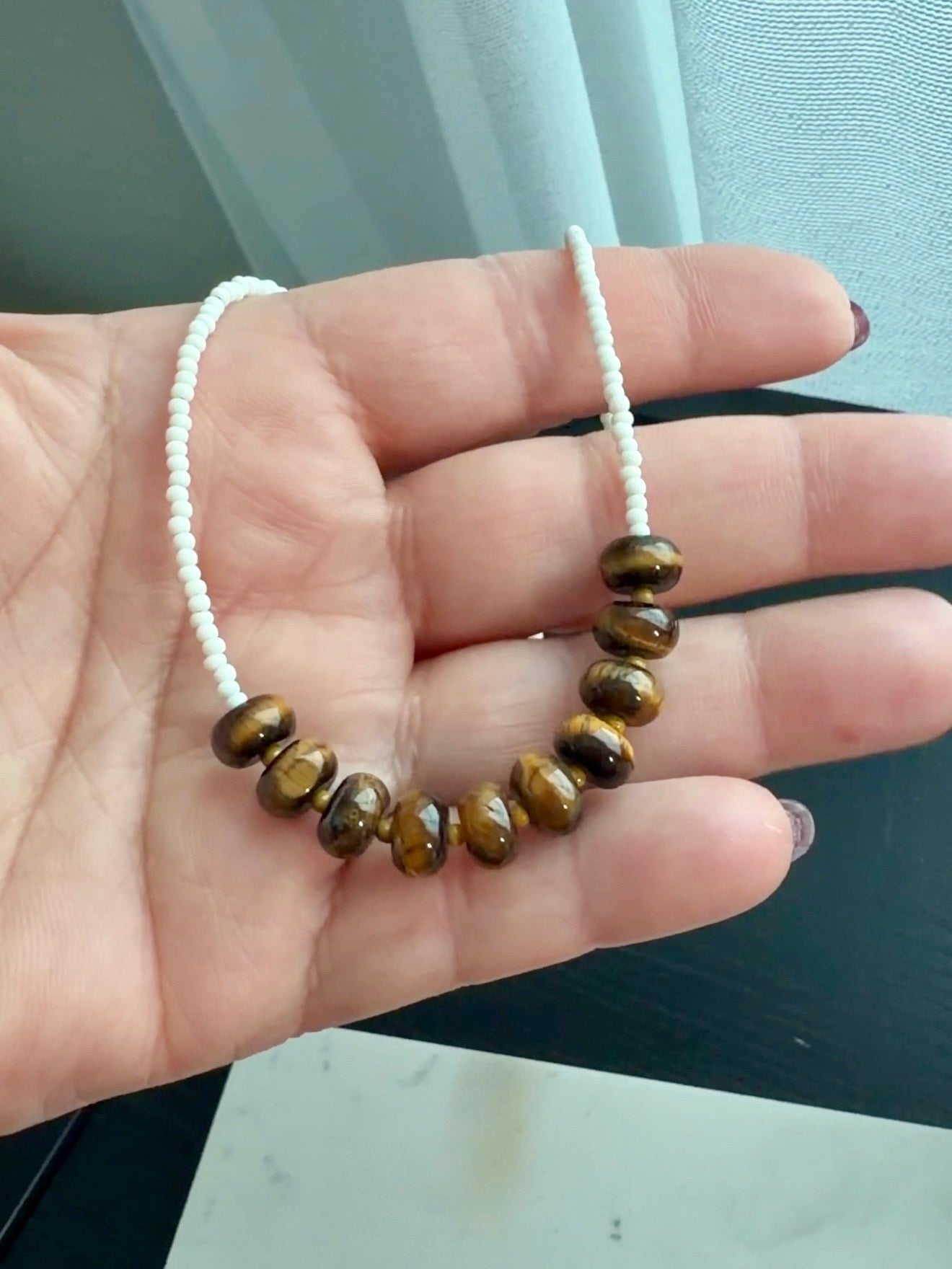 Sterling Silver 14K Gold Plated Tiger’s Eye necklace