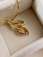 Sterling Silver 14K Gold Plated Double Leaf Zirconia Necklace
