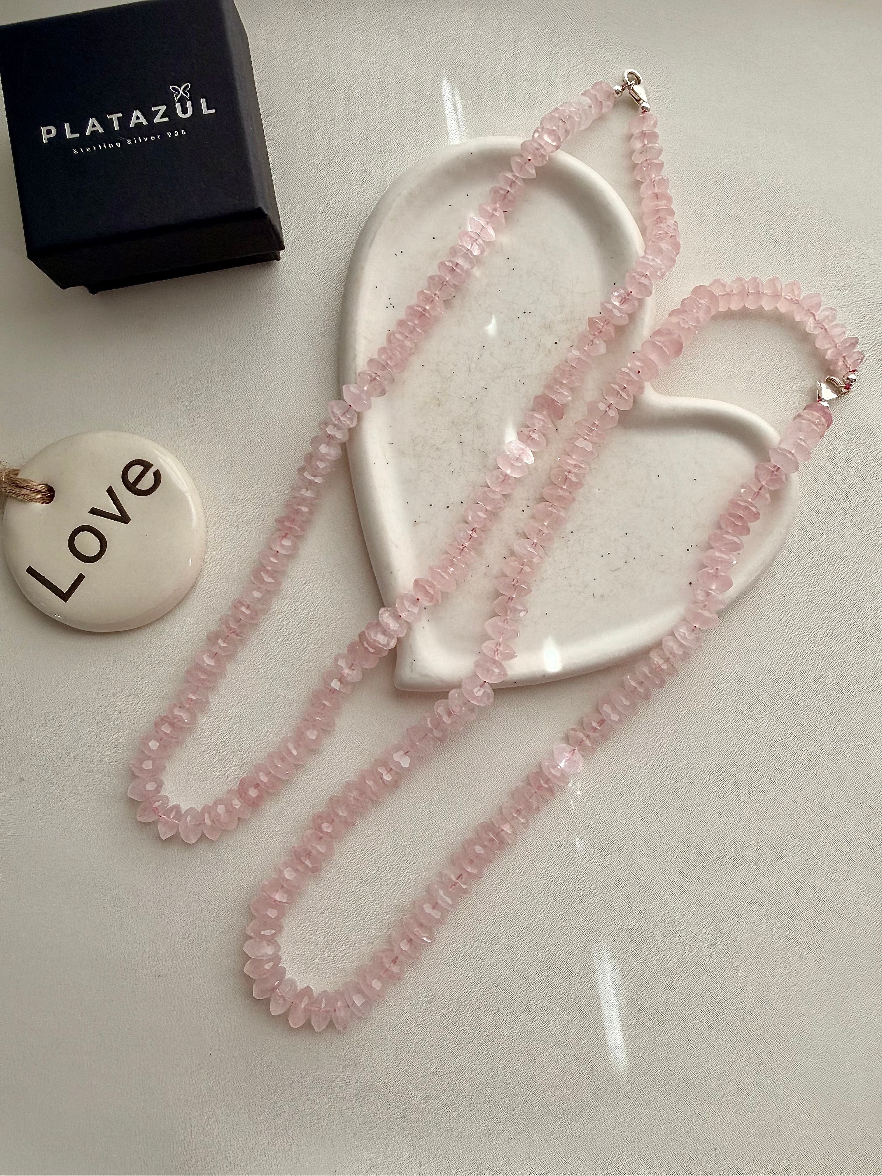 Natural Rose Quartz German Cut Necklace