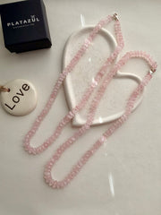 Natural Rose Quartz German Cut Necklace