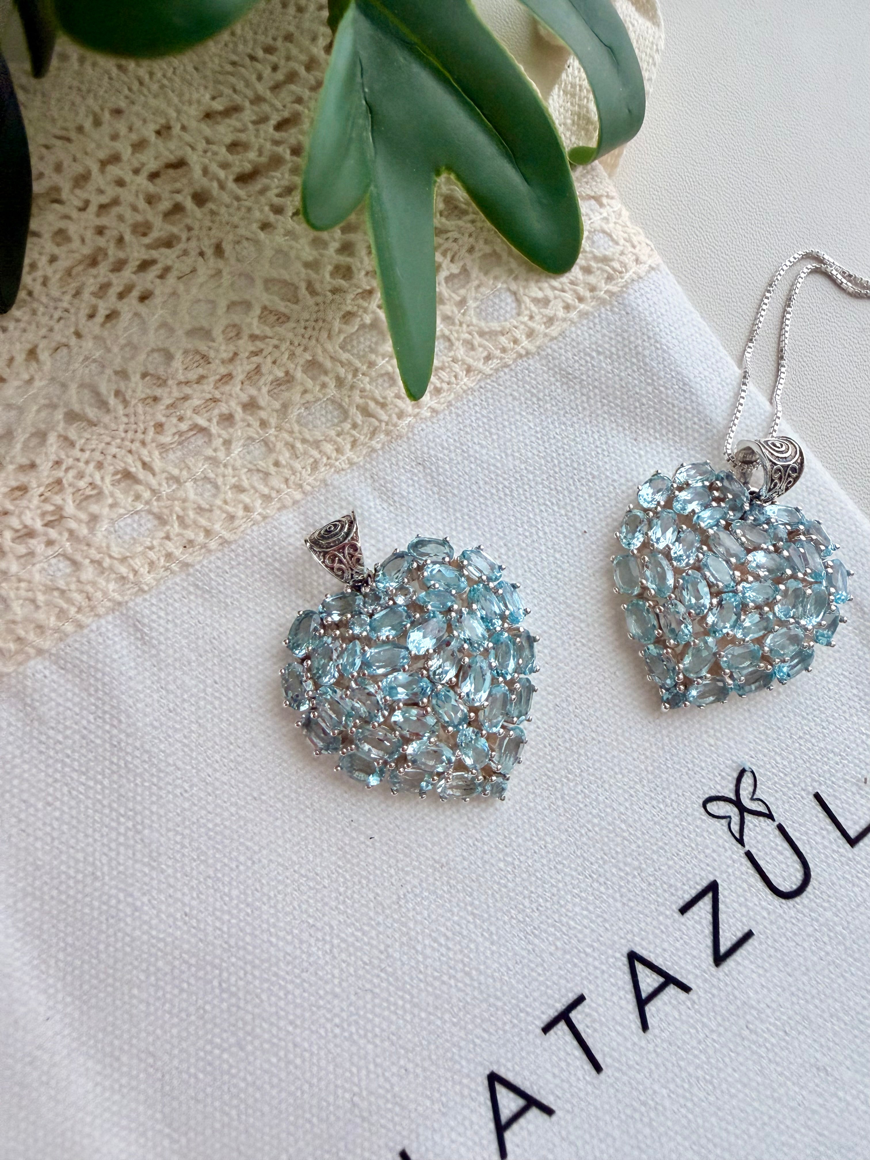 Honora blue Topaz heart necklace